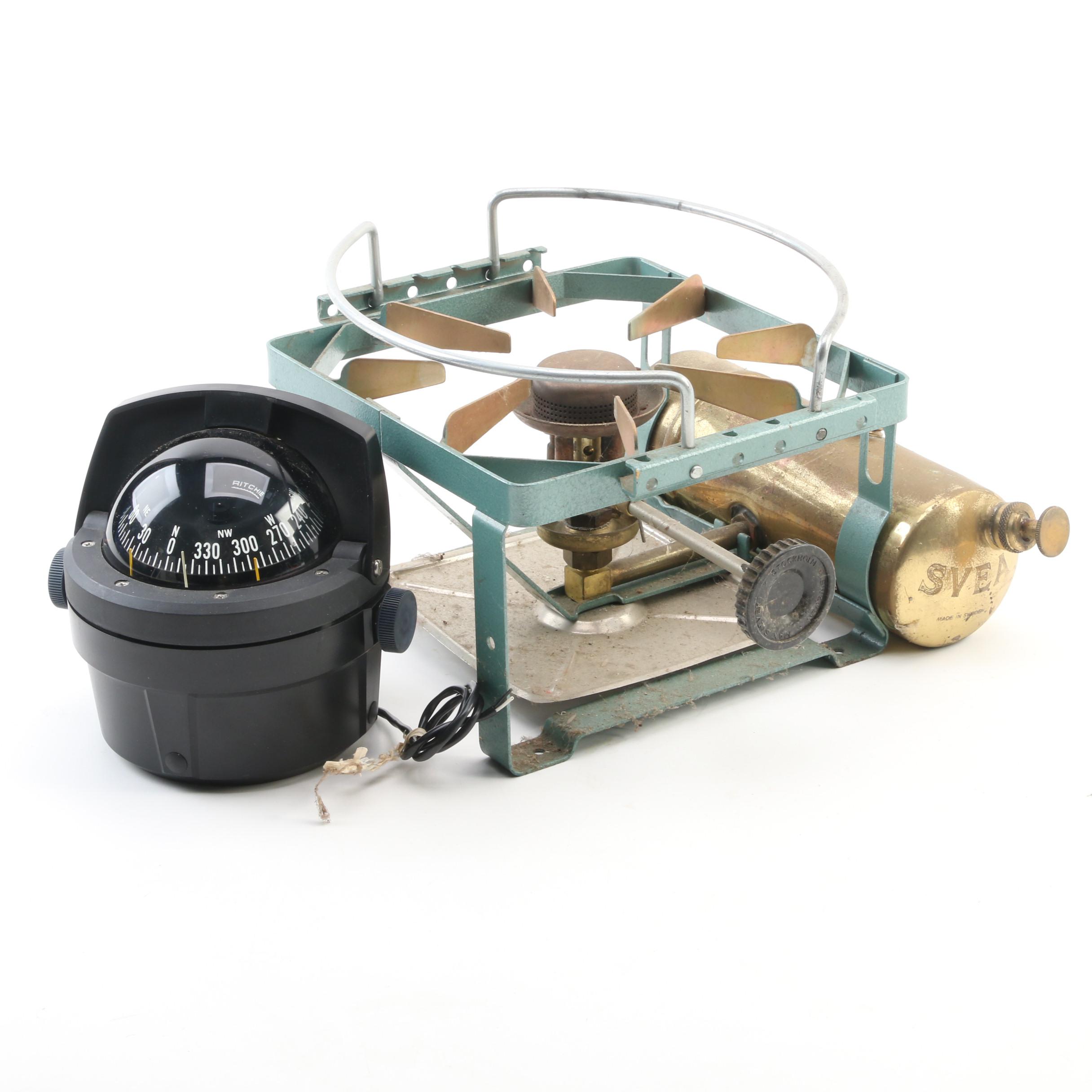 Ritchie Navigation Compass Deck Mount and SVEA Burner Portable Camping Stove