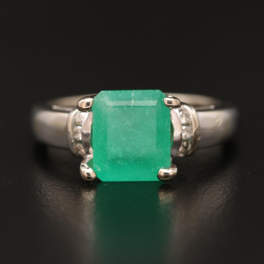 14K 2.14 CT Emerald and Diamond Ring