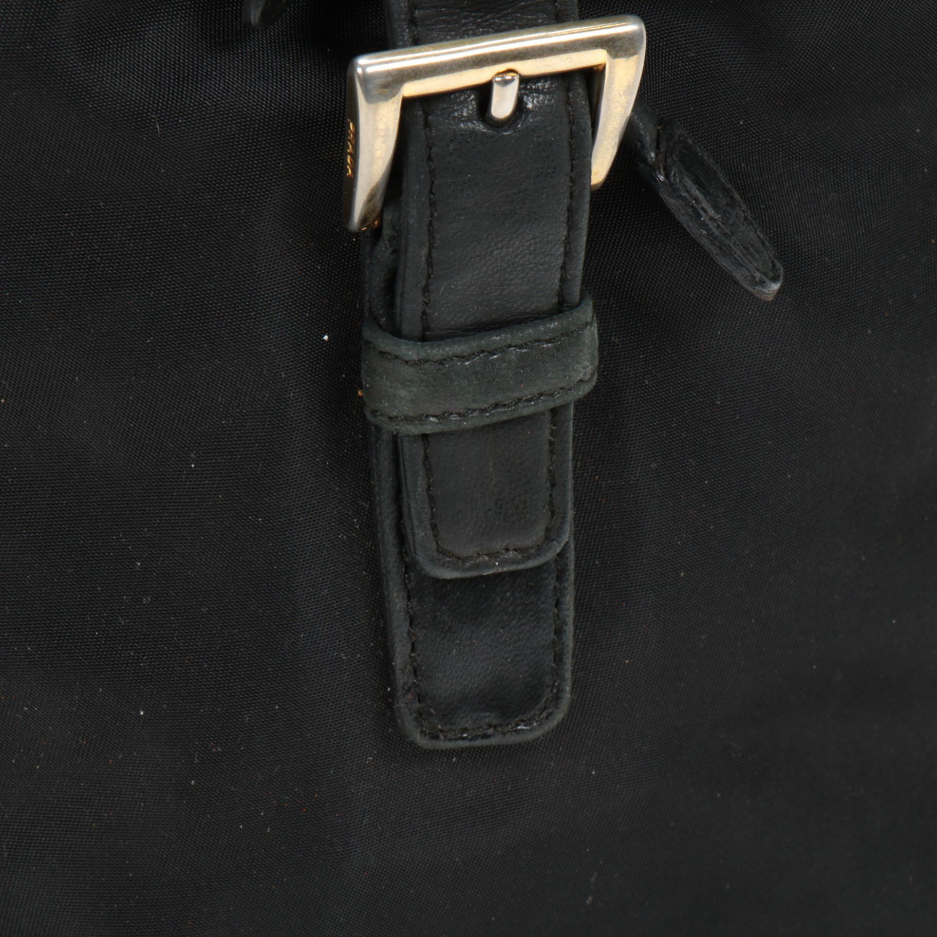 Prada Chain Strap Backpack Purse in Black Tessuto Nylon