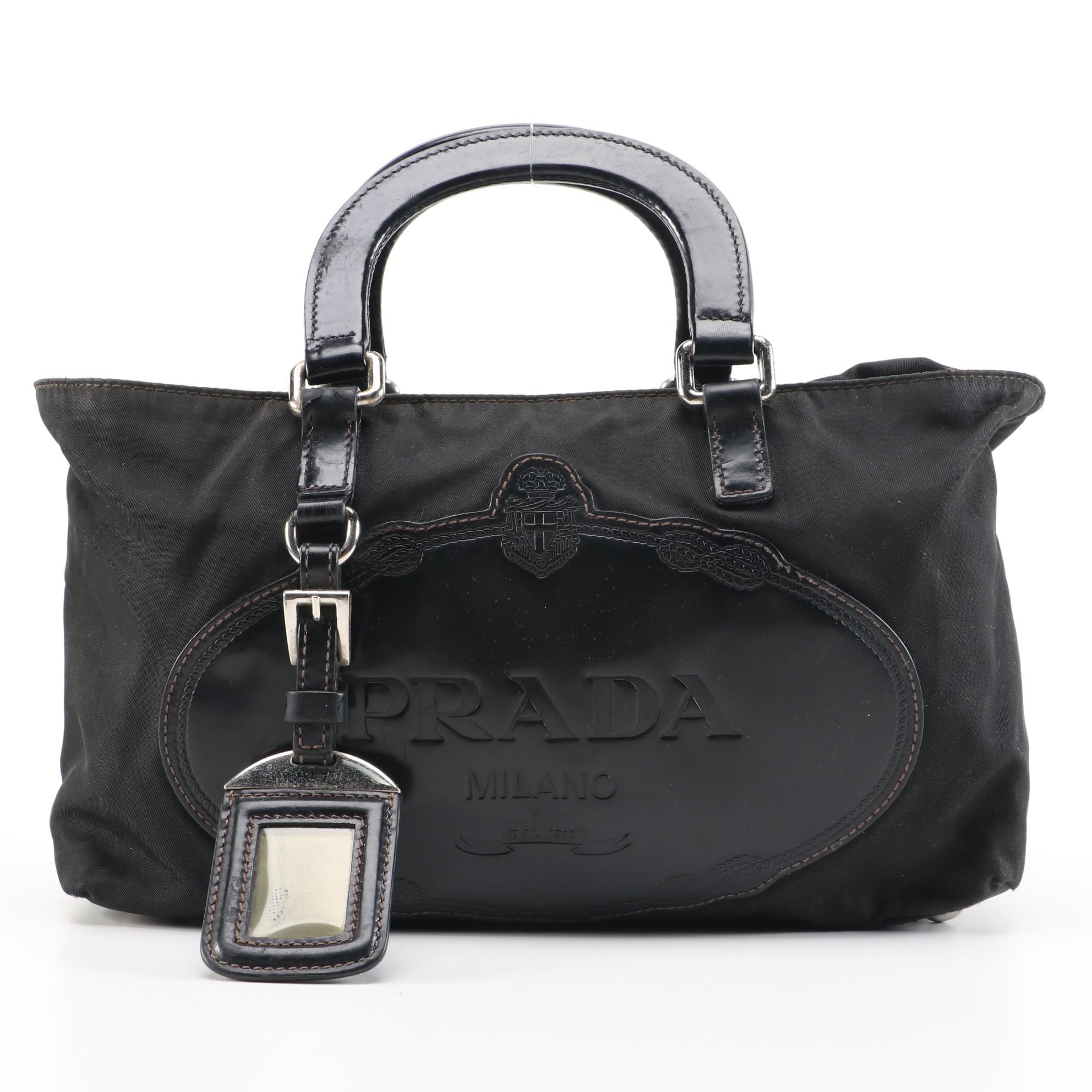 Prada Tessuto Nylon and Patent Leather Two-Way Handbag
