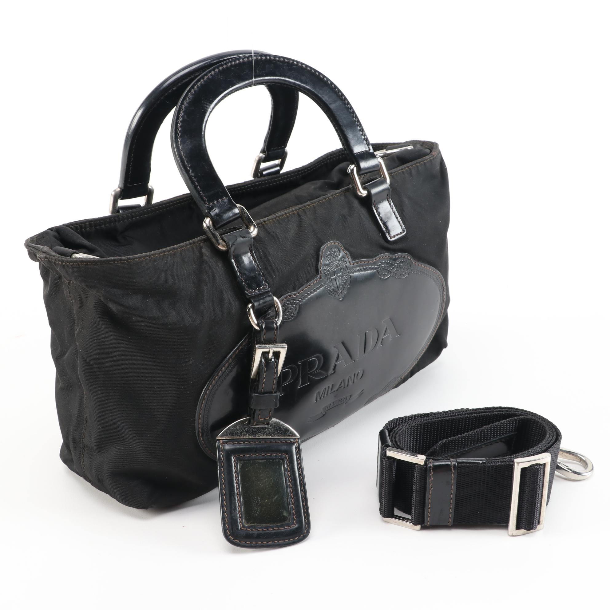 Prada Tessuto Nylon and Patent Leather Two-Way Handbag