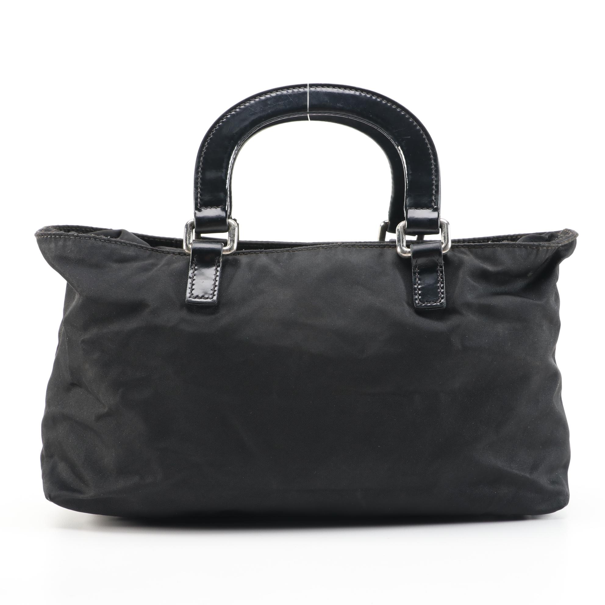 Prada Tessuto Nylon and Patent Leather Two-Way Handbag