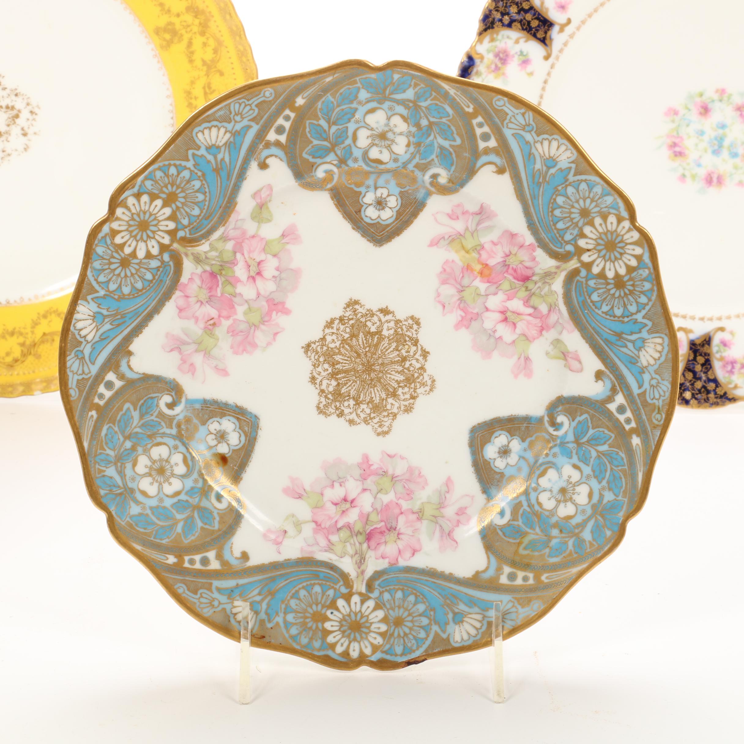 Wedgwood and Haviland Limoges Gilt Porcelain Dinner Plates