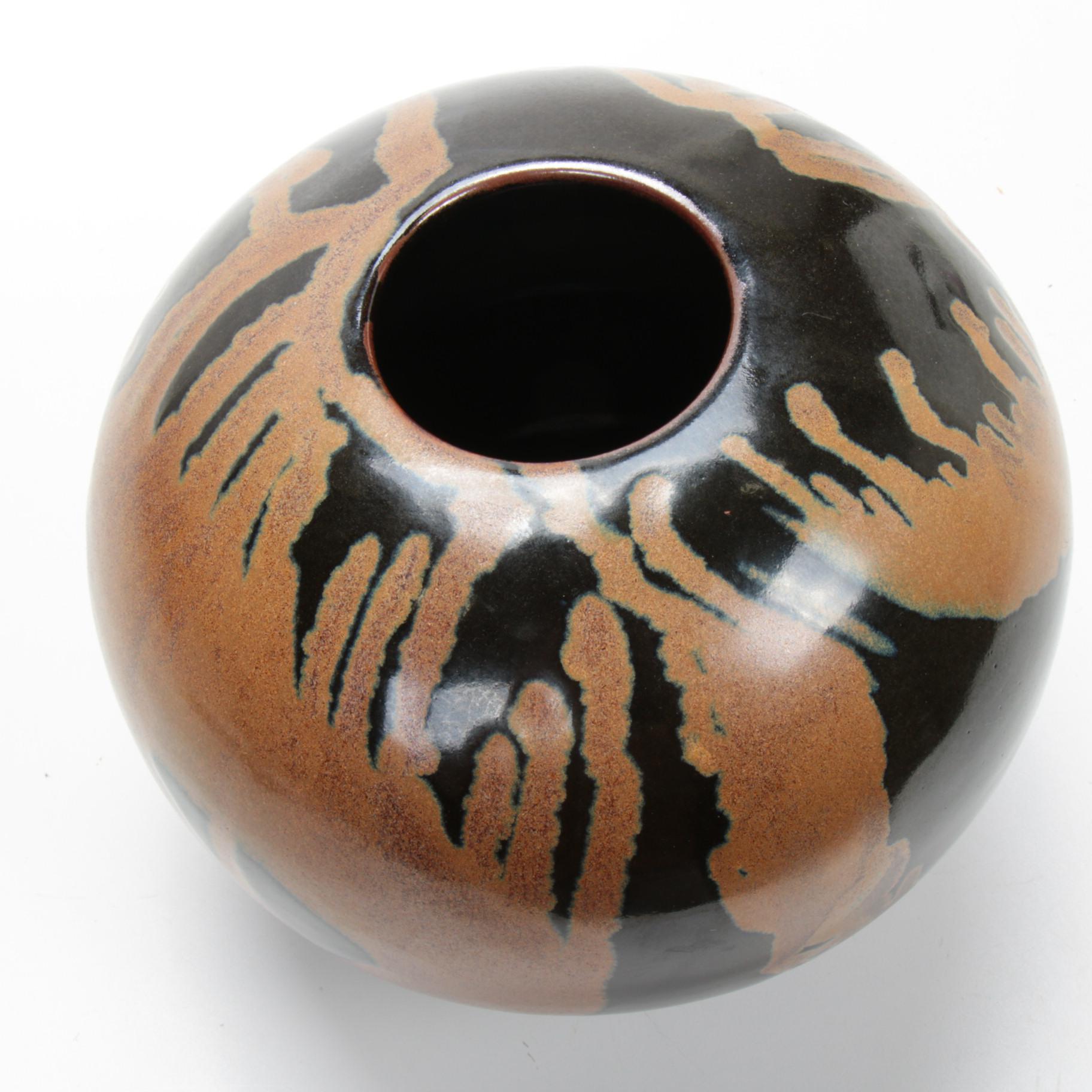 Narrow Land Art Pottery Earthenware Vase, Late 20th Century