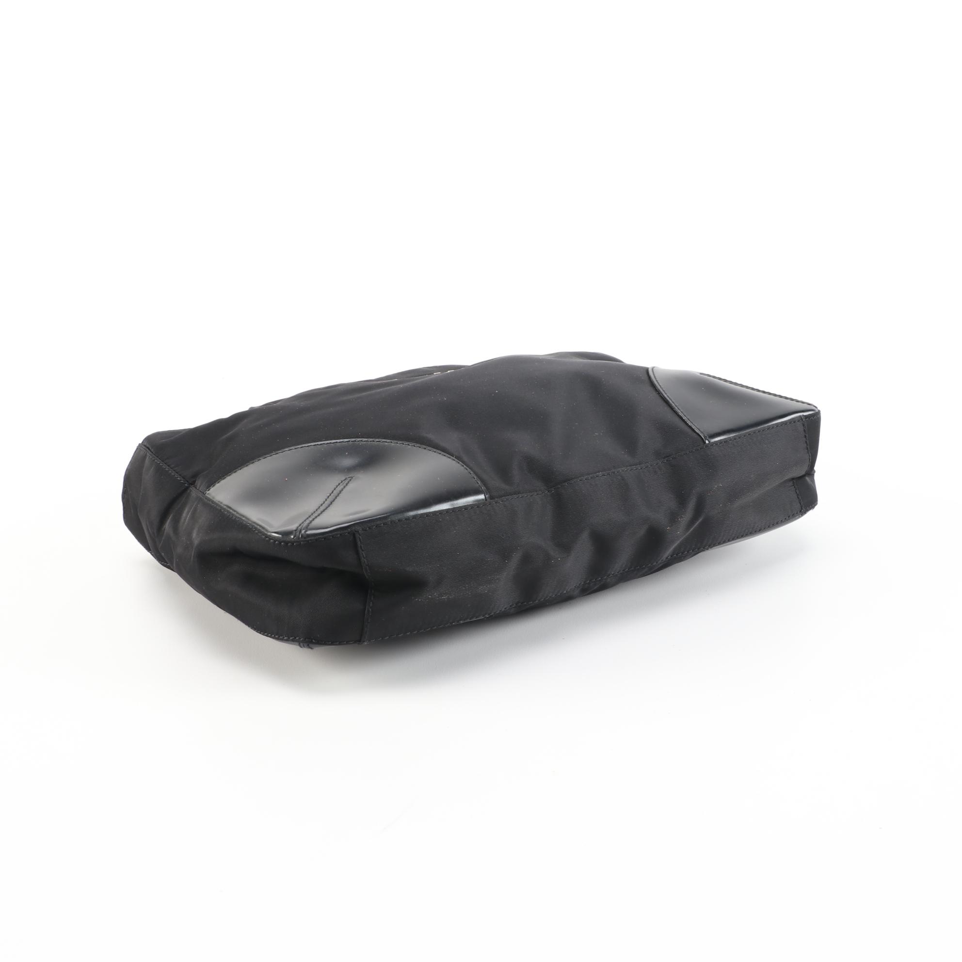 Prada Tessuto Nylon Handbag in Black with Leather Trim