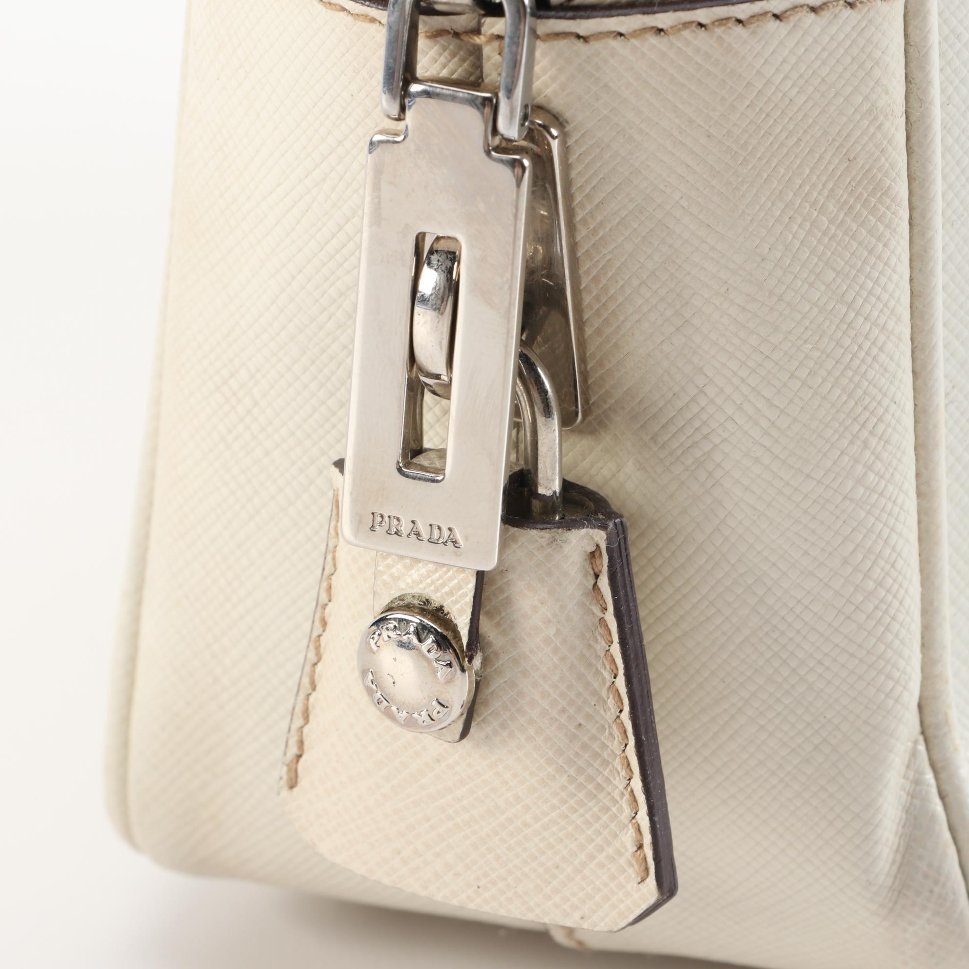 Prada White Saffiano Leather Handbag