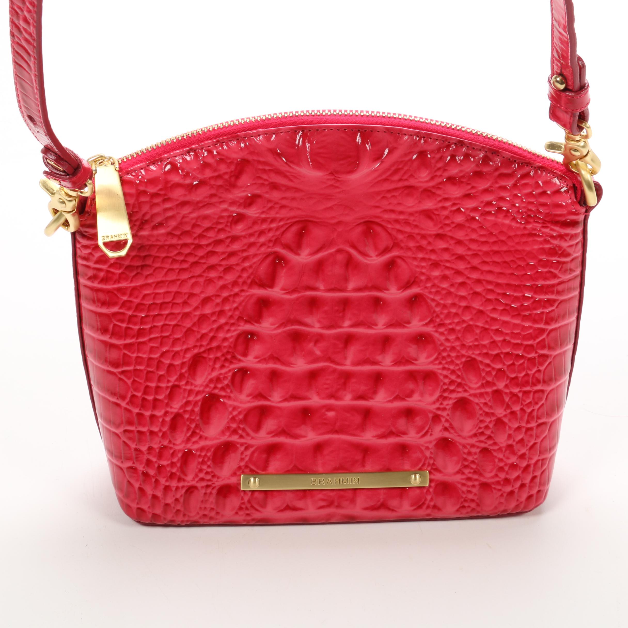 Brahmin Red Crocodile Embossed Leather Crossbody Bag