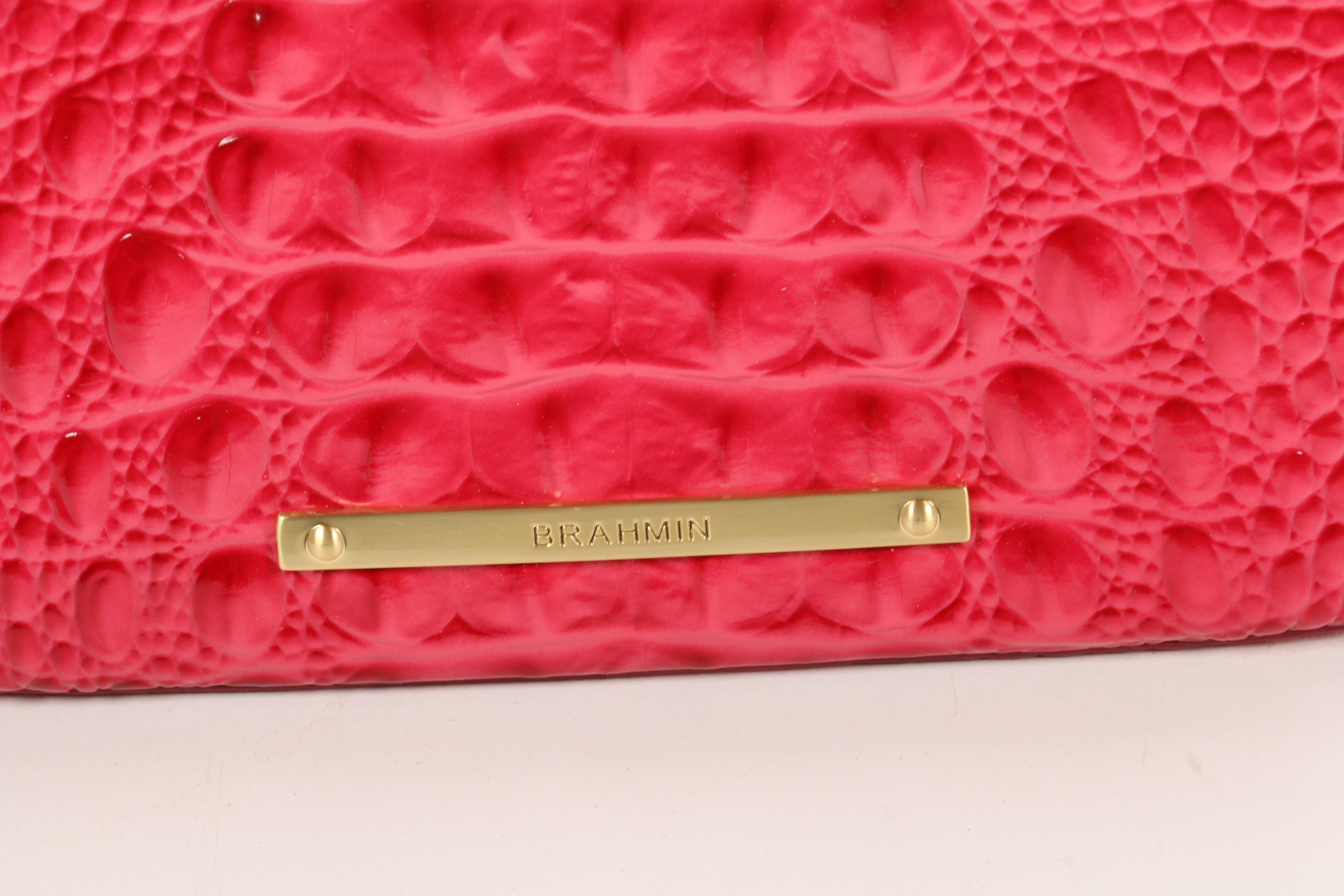 Brahmin Red Crocodile Embossed Leather Crossbody Bag