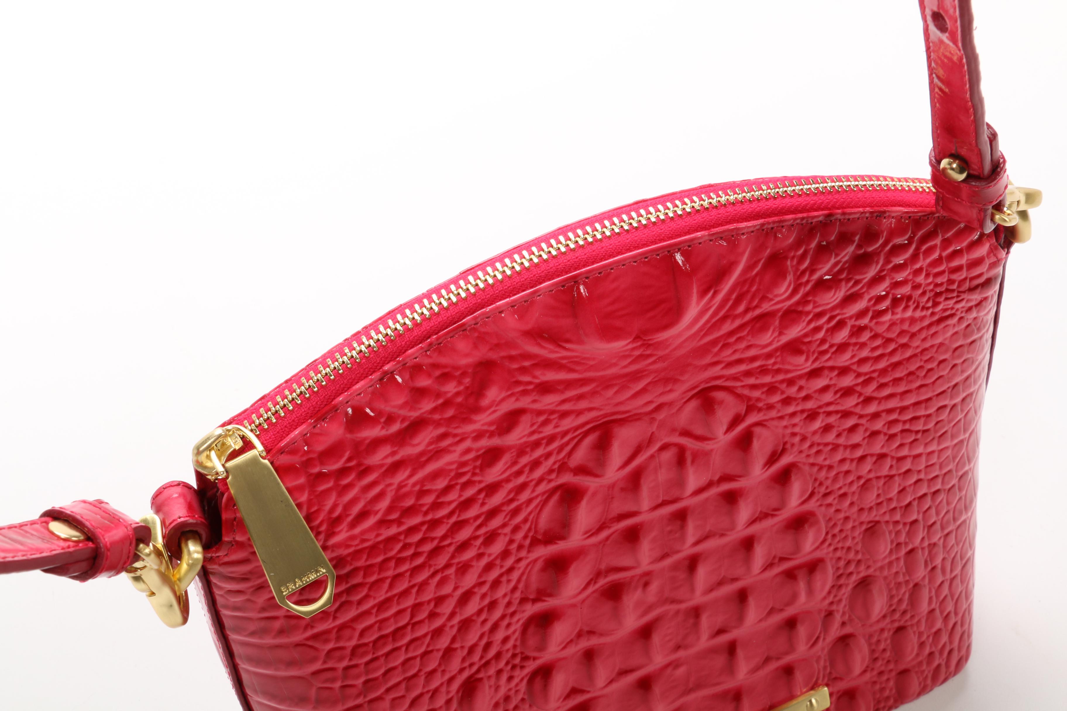 Brahmin Red Crocodile Embossed Leather Crossbody Bag