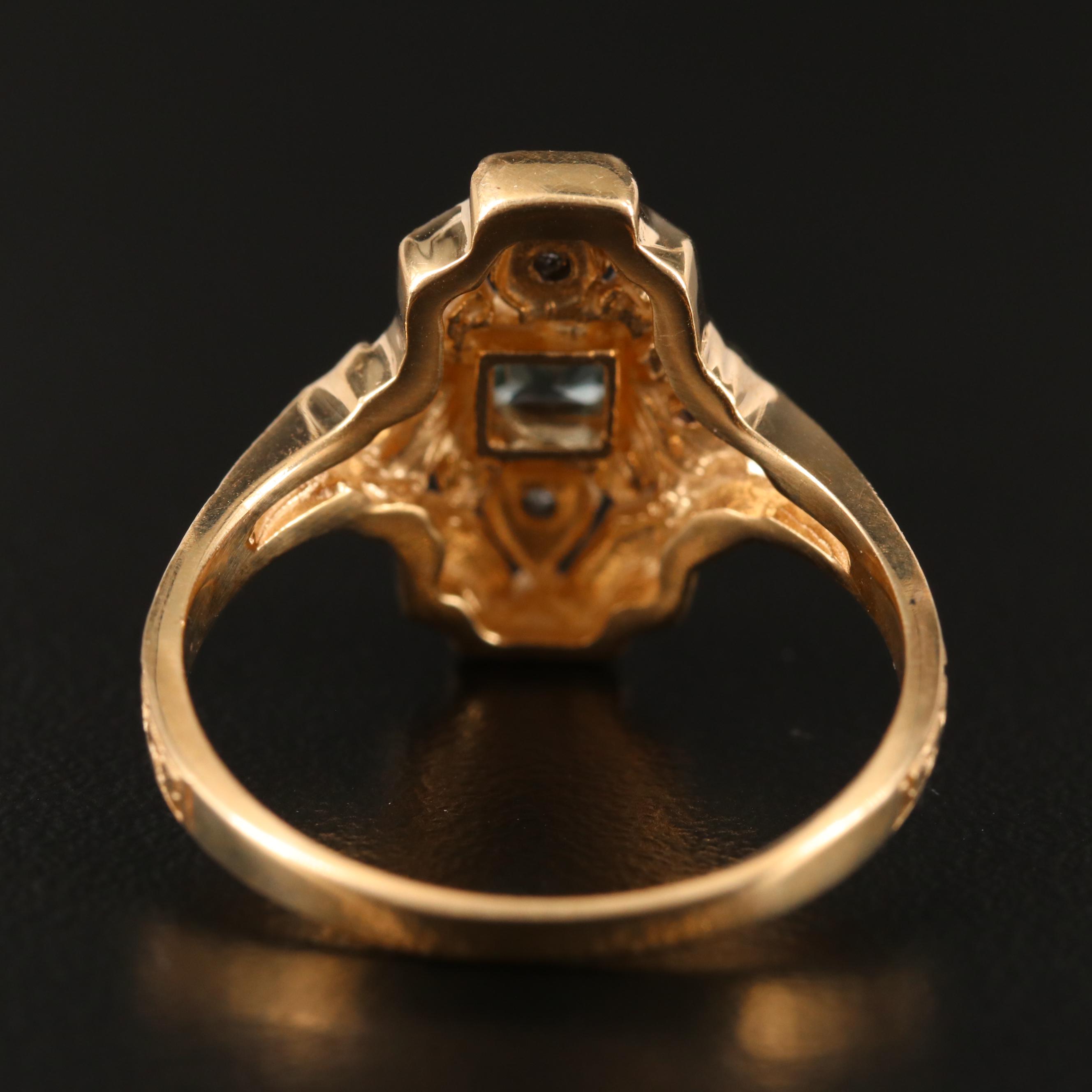 Vintage Weinman Brothers 14K Blue Topaz and Diamond Ring