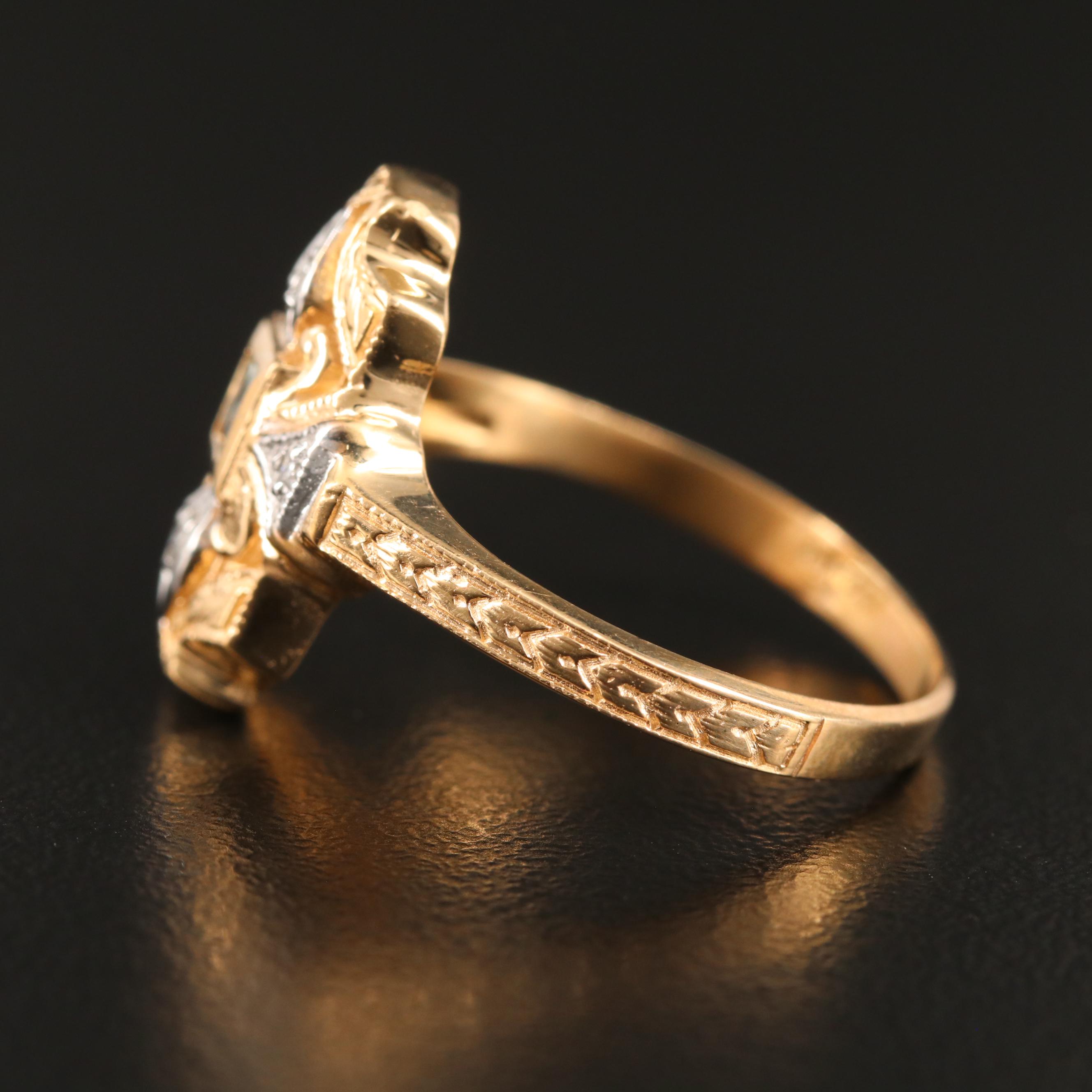 Vintage Weinman Brothers 14K Blue Topaz and Diamond Ring