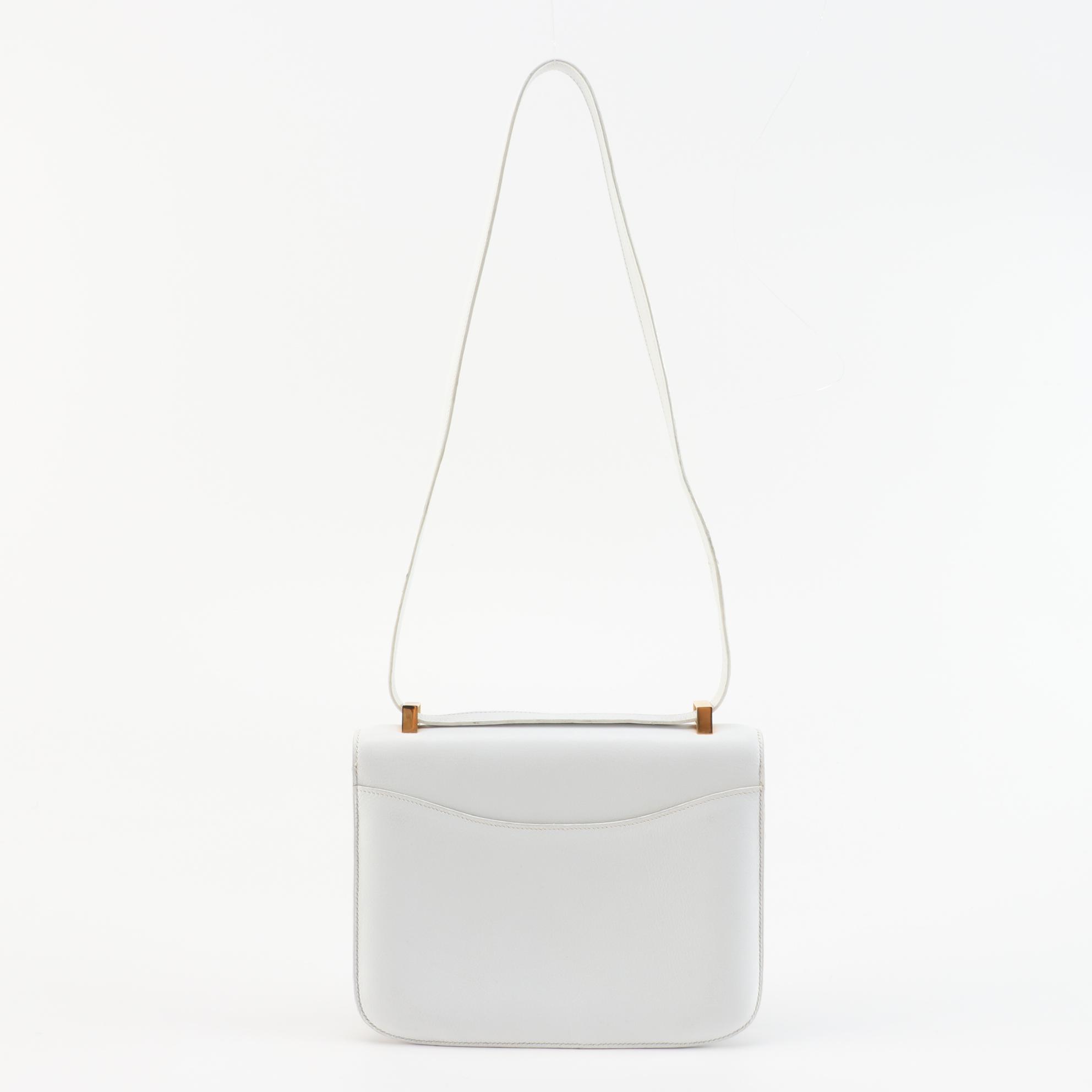 Hermès Constance 23 in White Veau Grain Lisse Leather