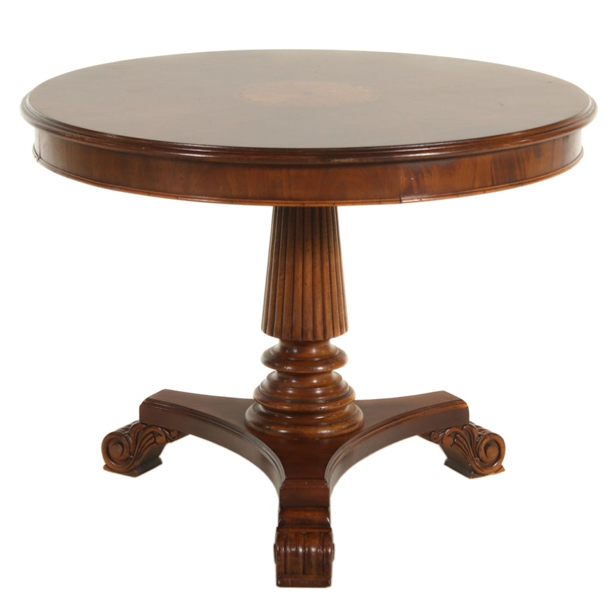 Charles X Style Mahogany Marquetry Center Table, Late 20th Century