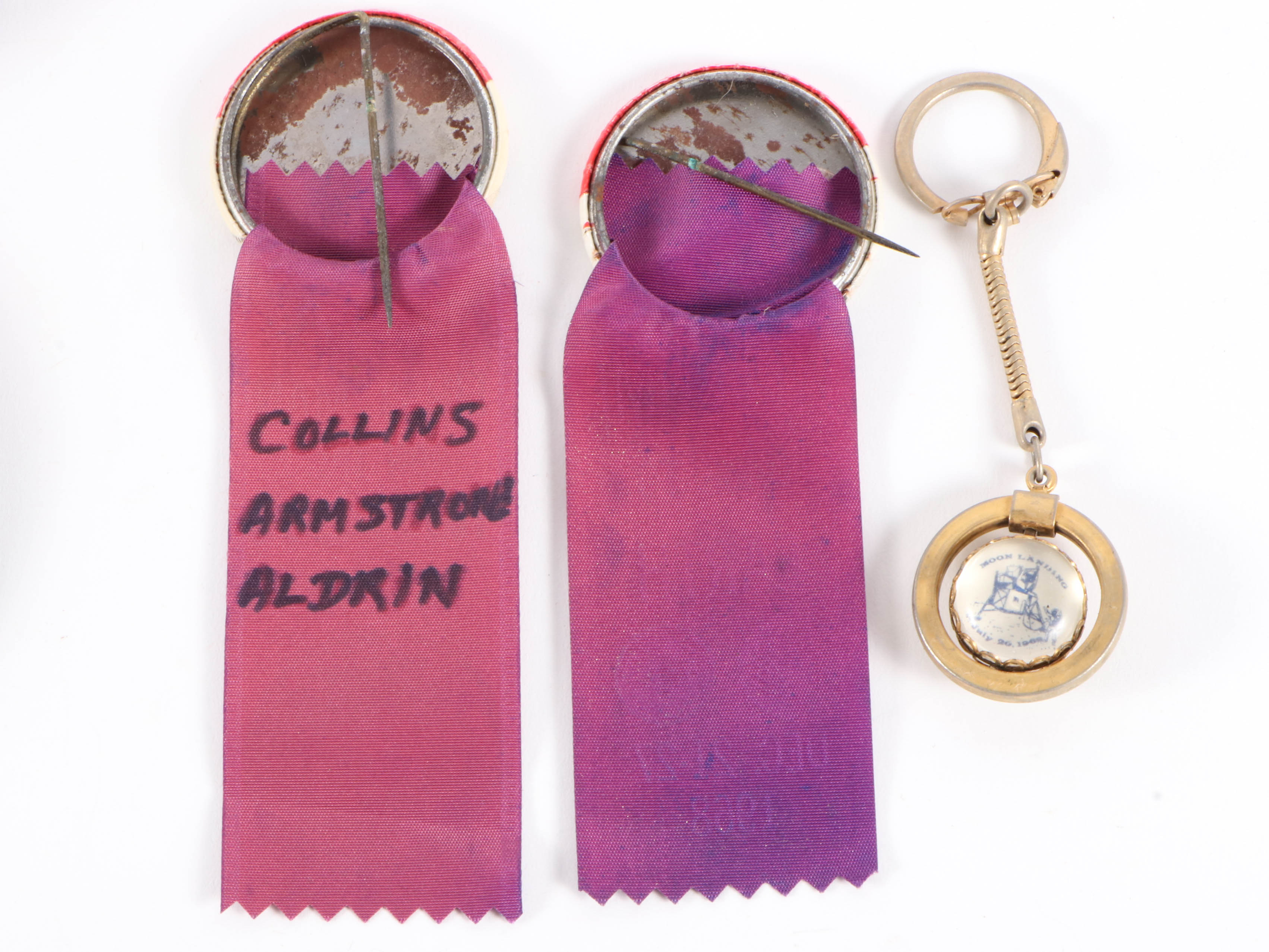 NASA Apollo 11, John Glenn, Apollo 8, and Gordon Cooper Pinbacks, 1960s