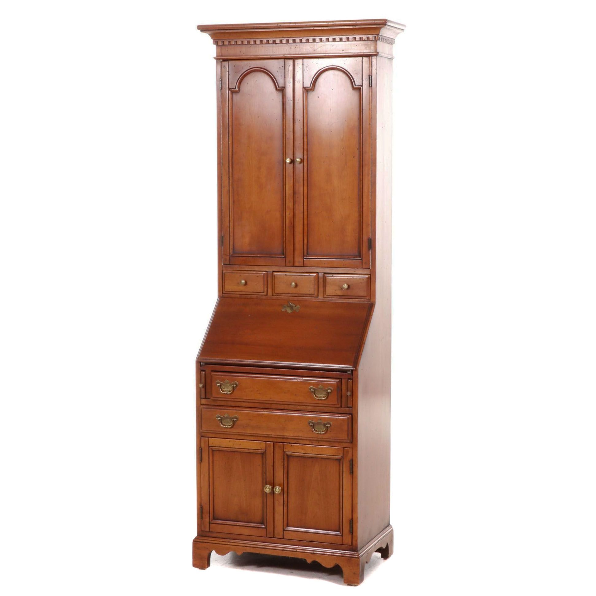 Colonial Revival Petite Cherrywood Secretary, Late 20th Century