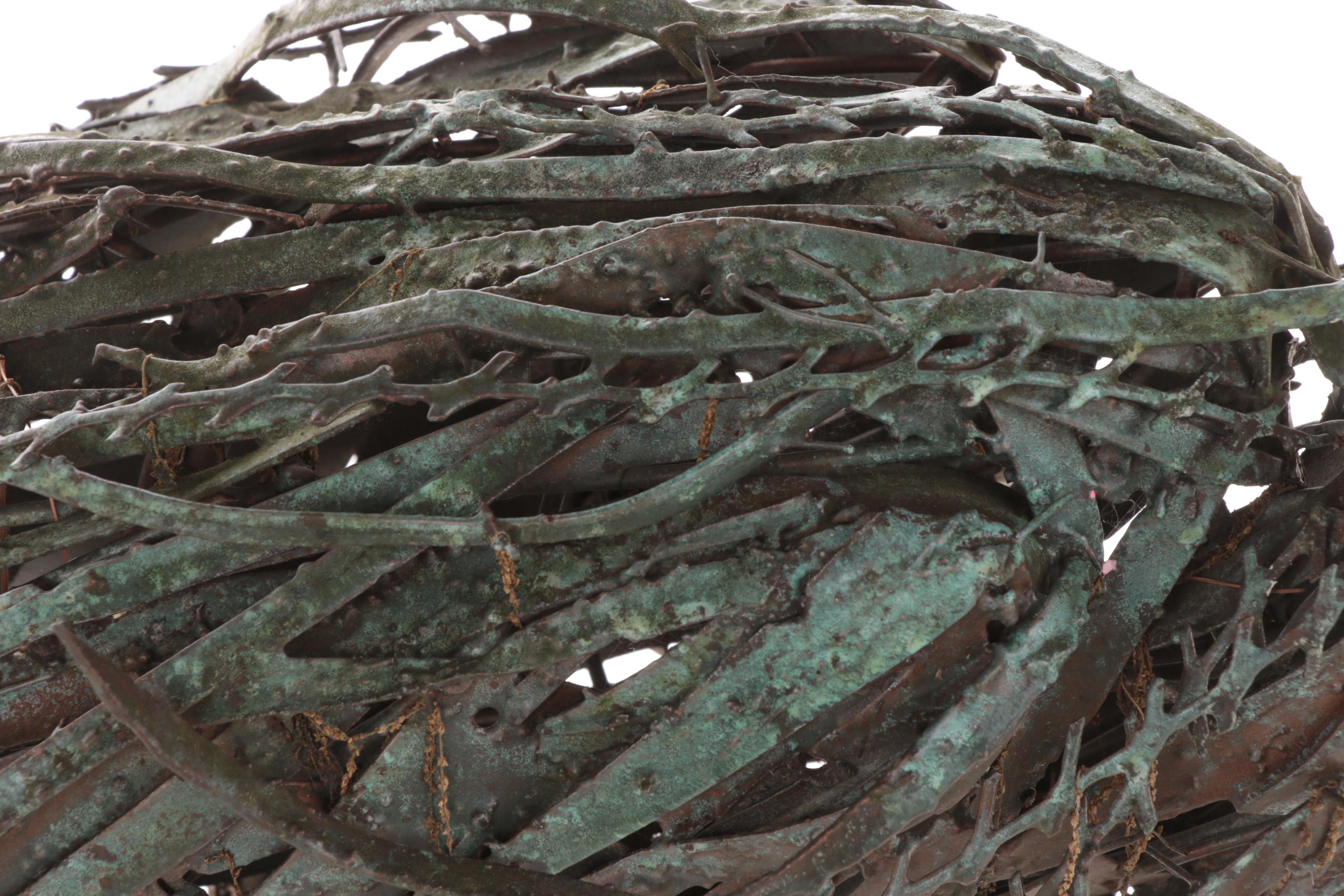 Welded Scrap Metal Outdoor Folk Sculpture of Heron