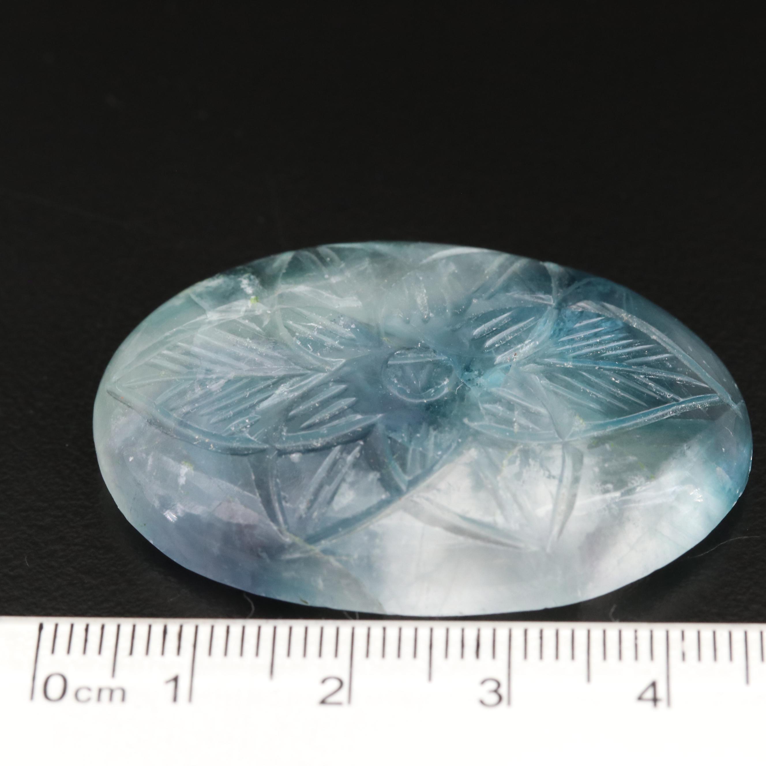 Loose 116.13 CT Parti-Colored Carved Fluorite Cabochon