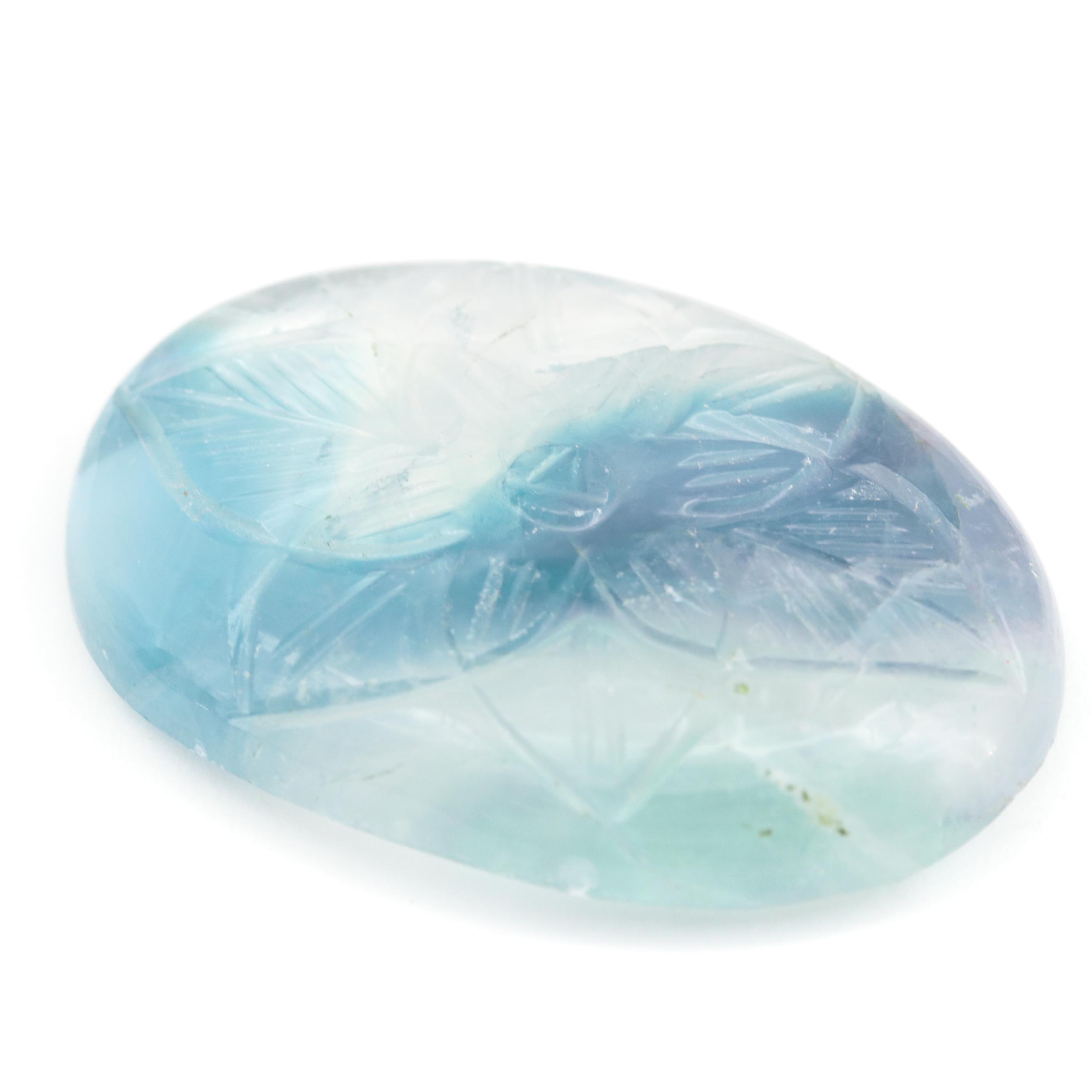 Loose 116.13 CT Parti-Colored Carved Fluorite Cabochon