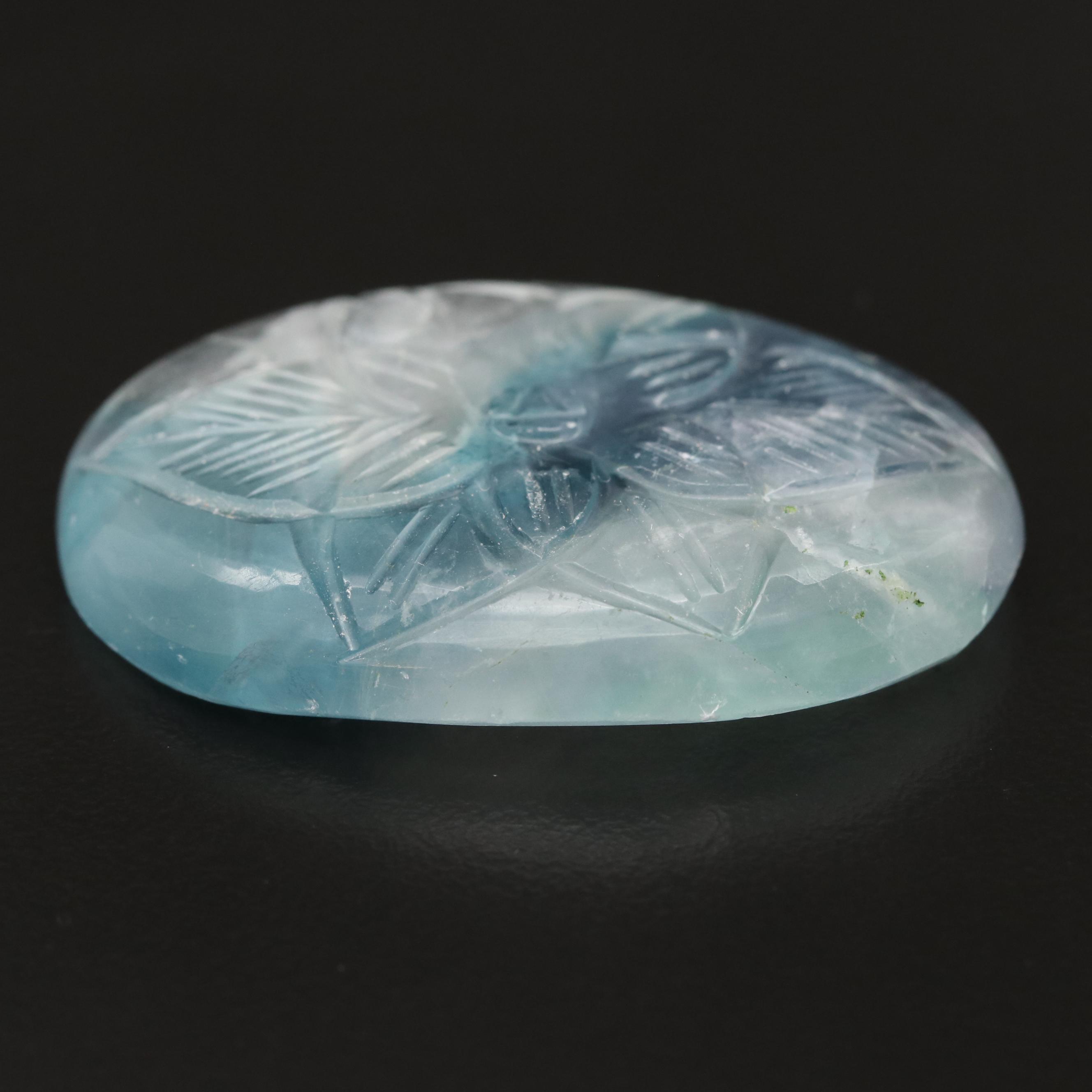 Loose 116.13 CT Parti-Colored Carved Fluorite Cabochon