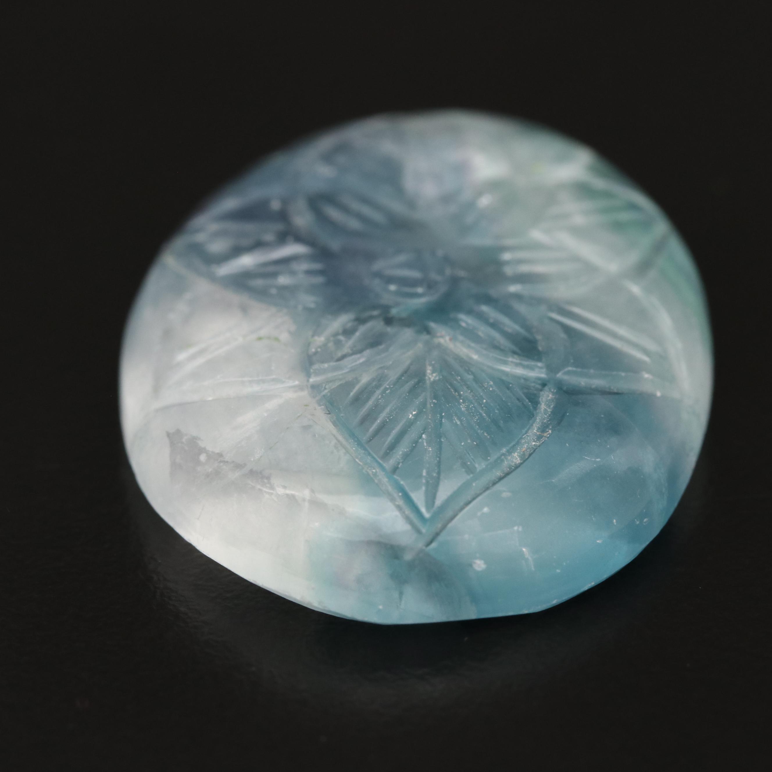 Loose 116.13 CT Parti-Colored Carved Fluorite Cabochon