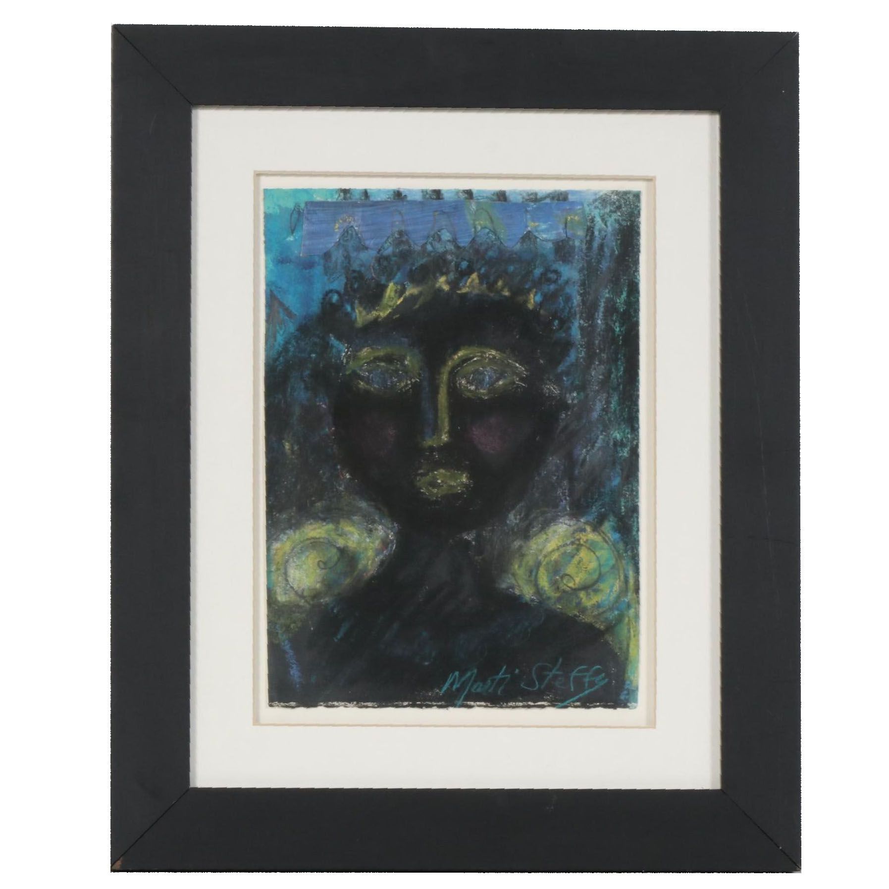 Marti Steffy Mixed Media Drawing of Abstract Portrait