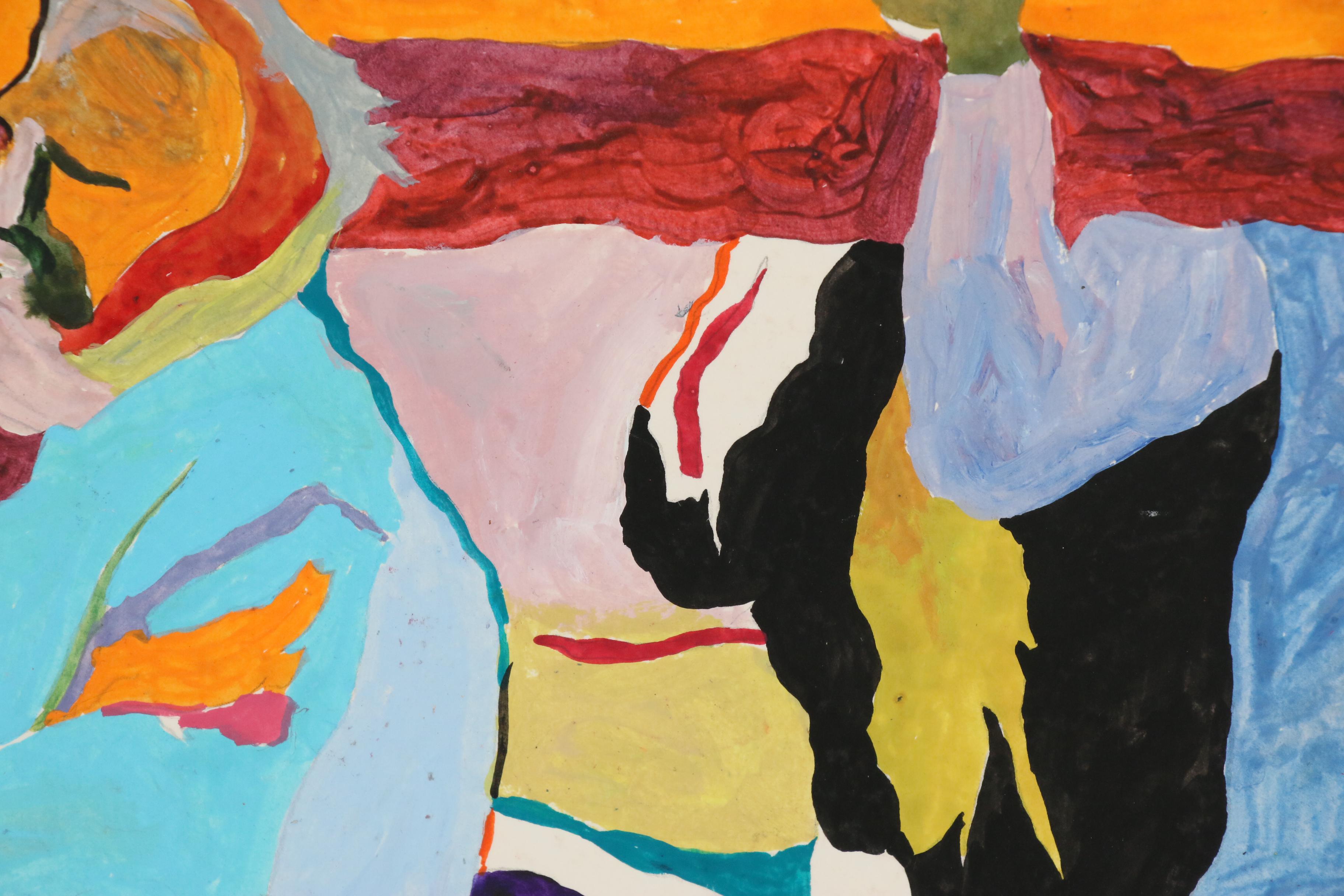 Robert W. Hasselhoff Abstract Figural Mixed Media Painting