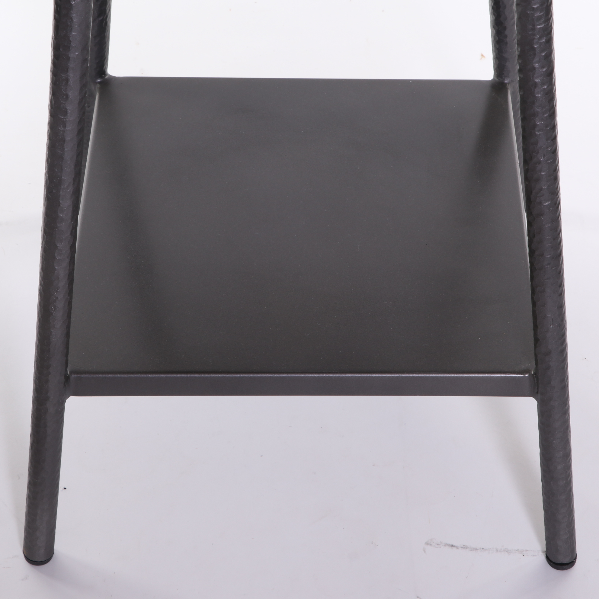 Hammered Metal and Marble Side Table with Modern Steel Table Lamp