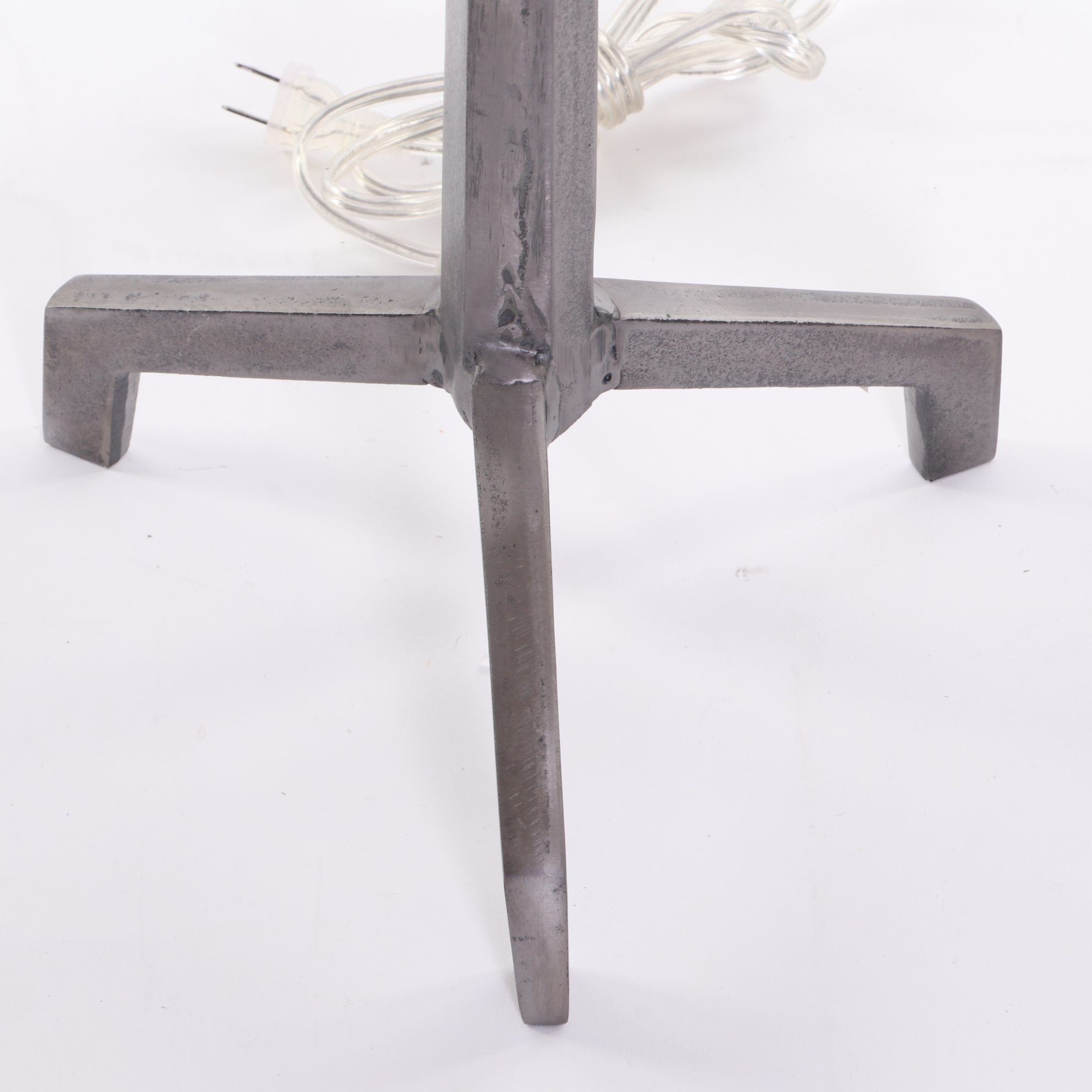 Hammered Metal and Marble Side Table with Modern Steel Table Lamp