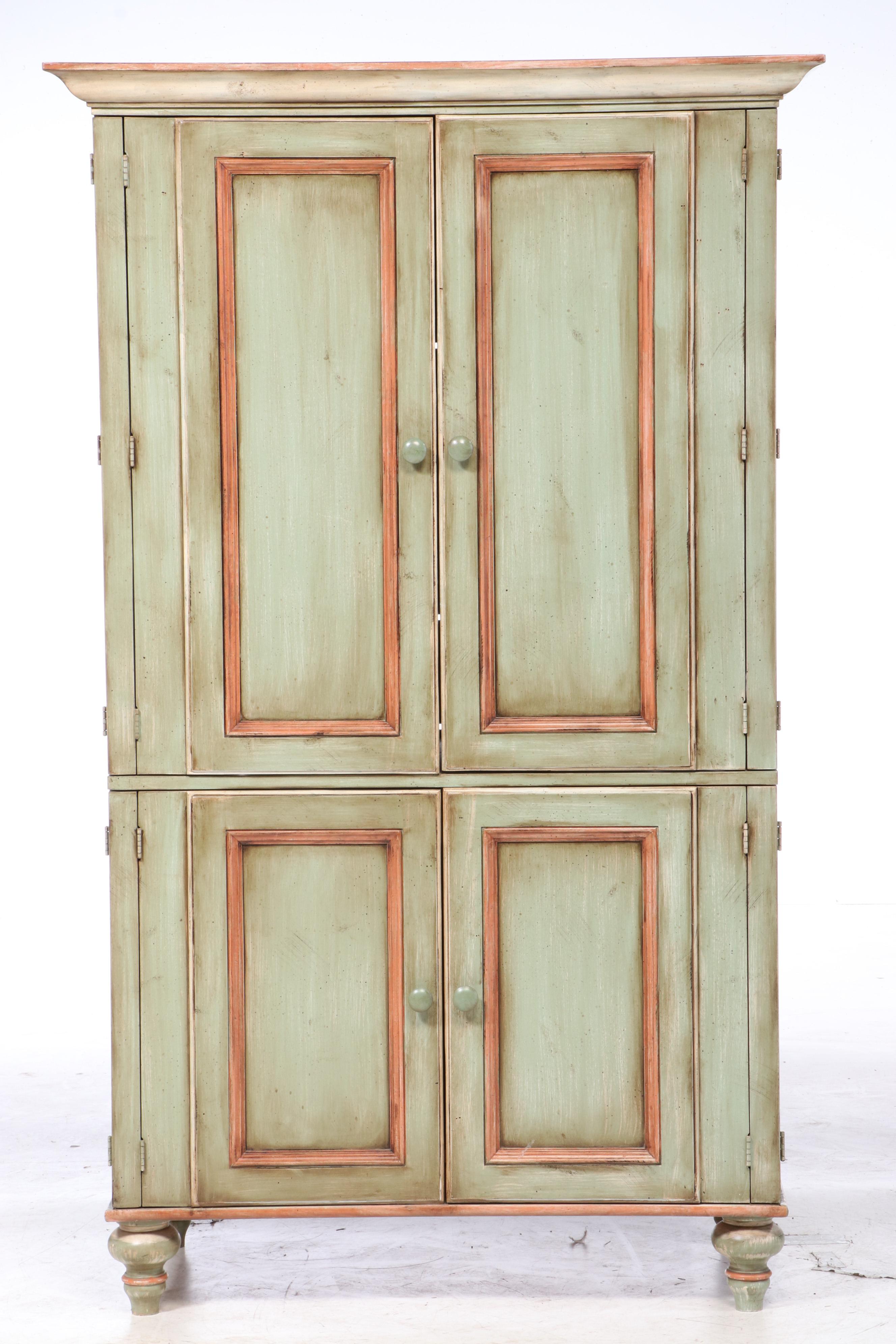 Romweber Paint-Decorated Media Cabinet Armoire