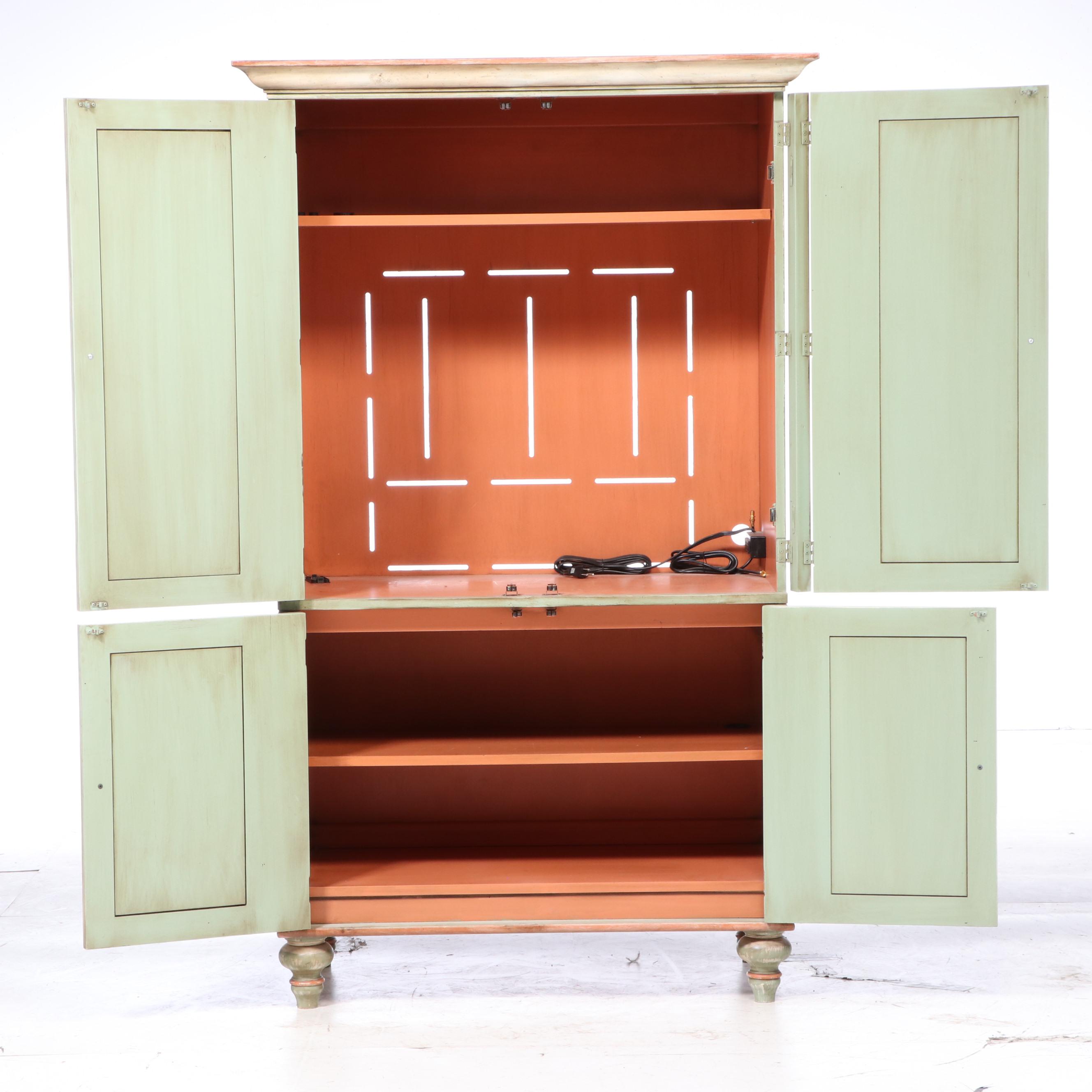 Romweber Paint-Decorated Media Cabinet Armoire