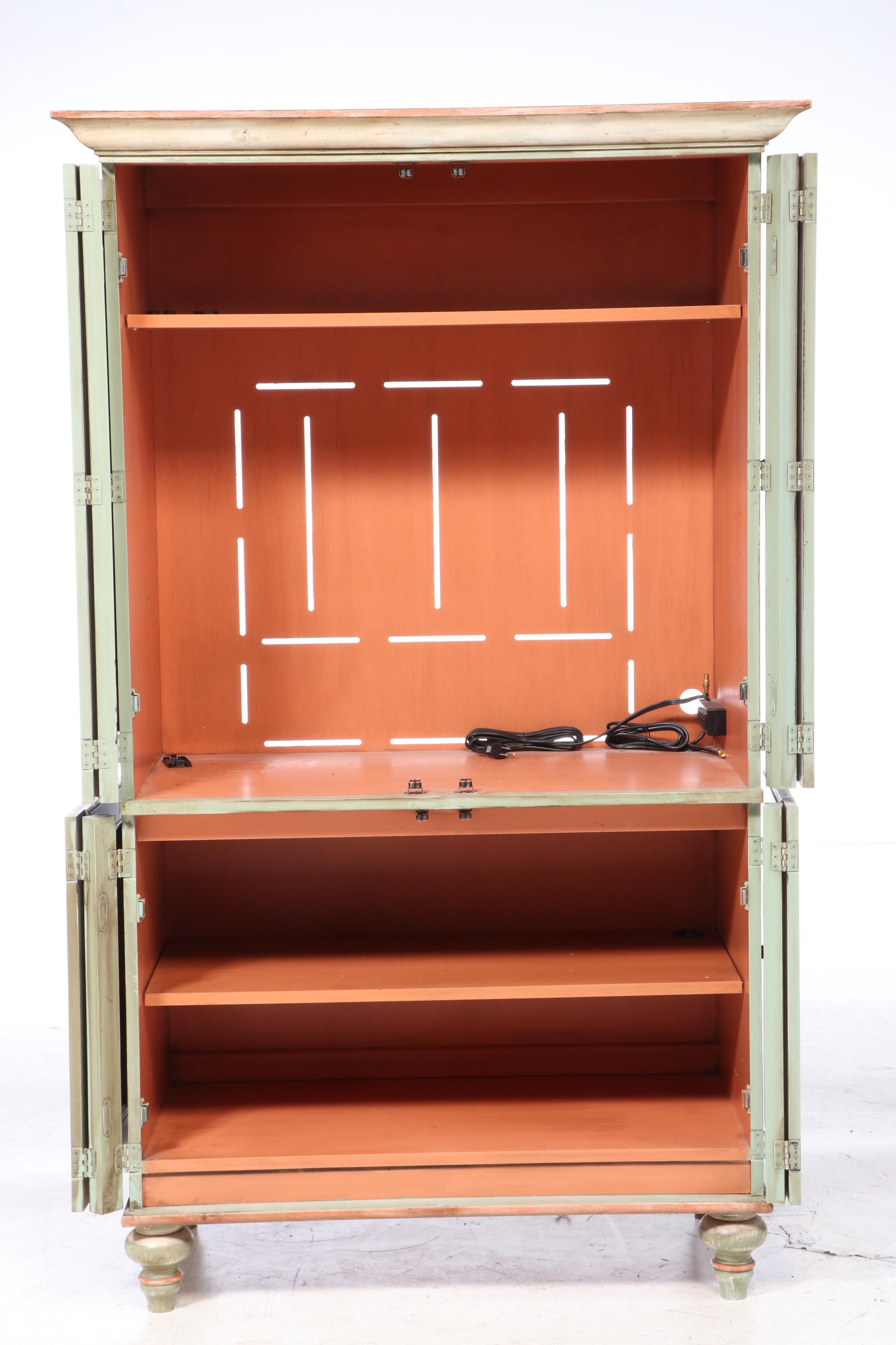 Romweber Paint-Decorated Media Cabinet Armoire