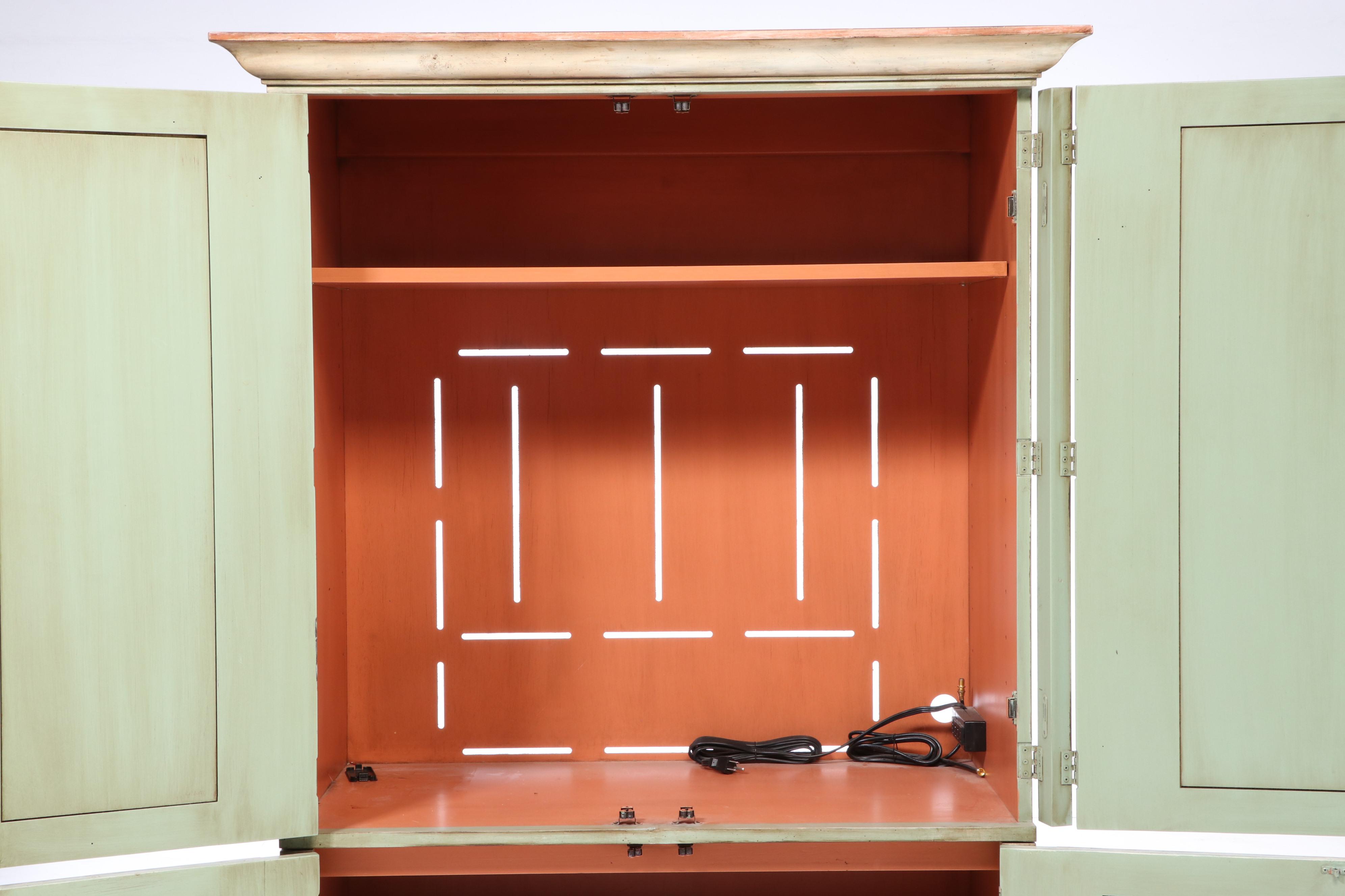 Romweber Paint-Decorated Media Cabinet Armoire