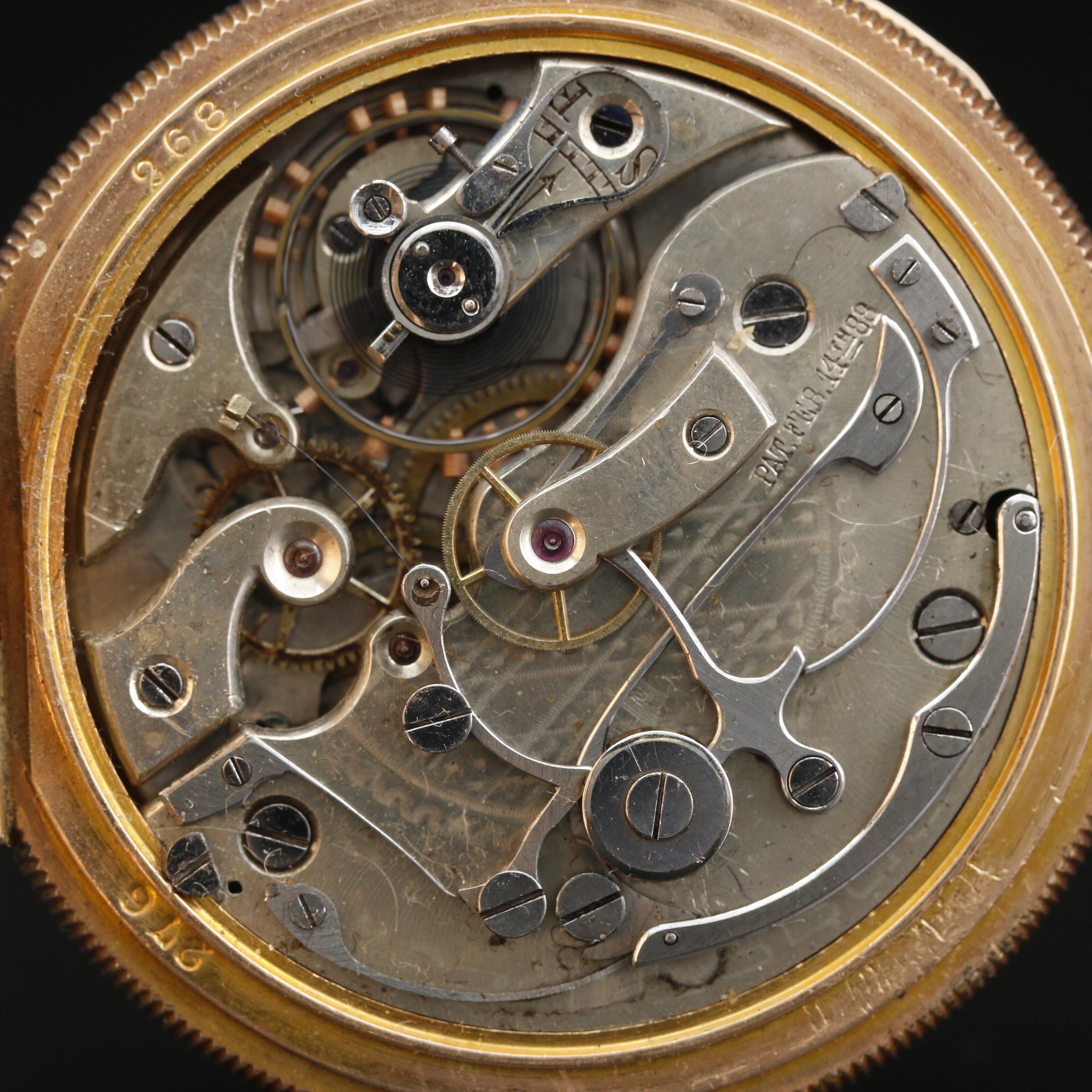 E. Huguenin Swiss Chronograph Gold Filled Open Face Pocket Watch