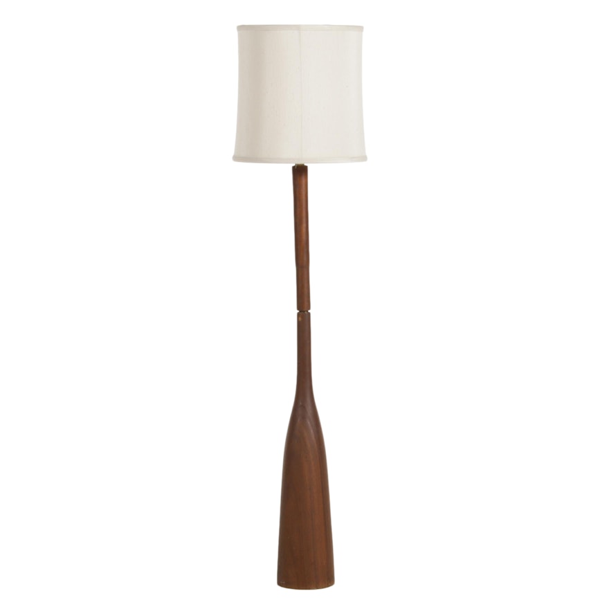 Mid Century Modern Turned Walnut Floor Lamp