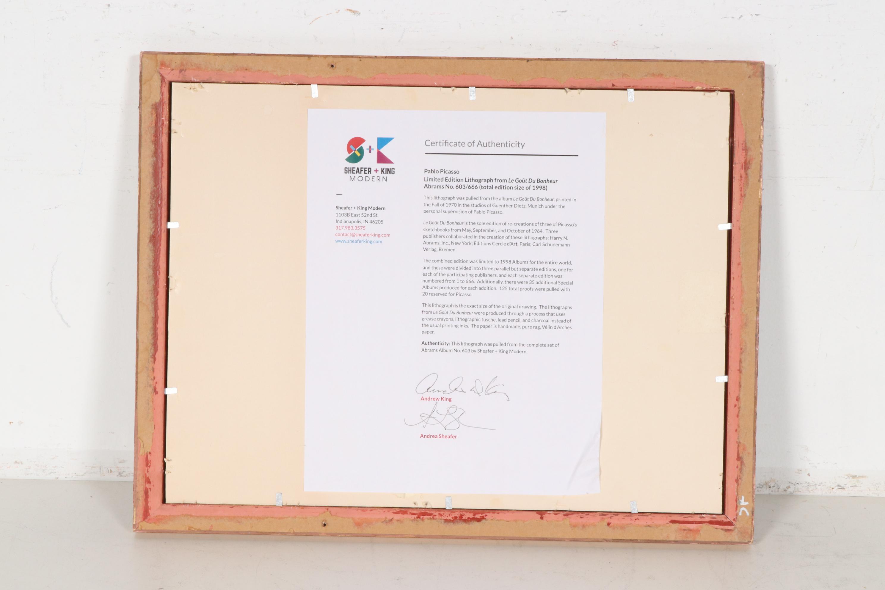 Pablo Picasso Lithograph from "Le Goût du Bonheur", 1970