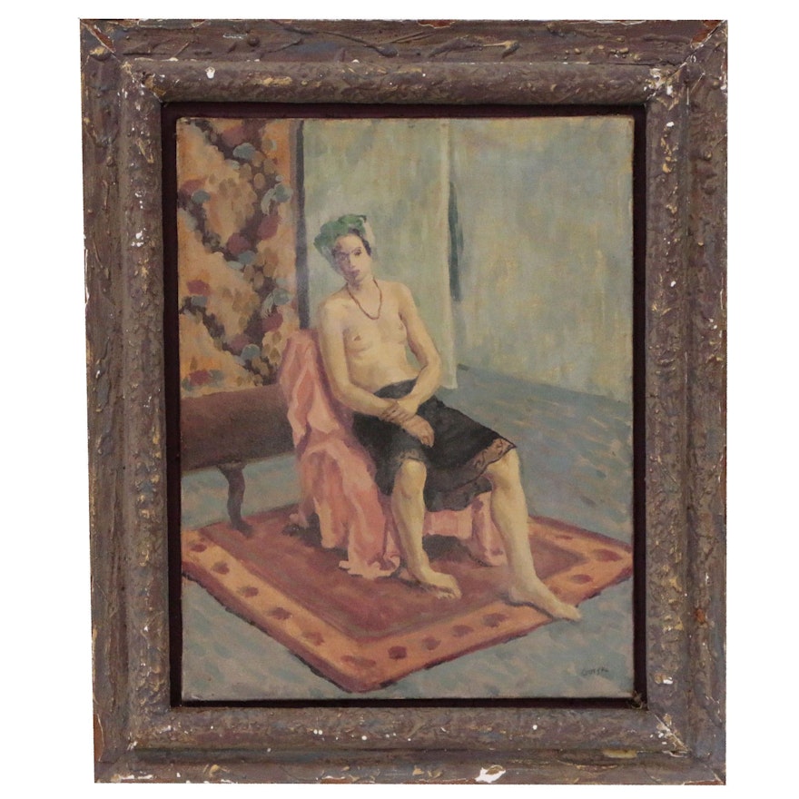 Napoleon Gorski Figural Study Oil Painting of Woman, Late 20th Century