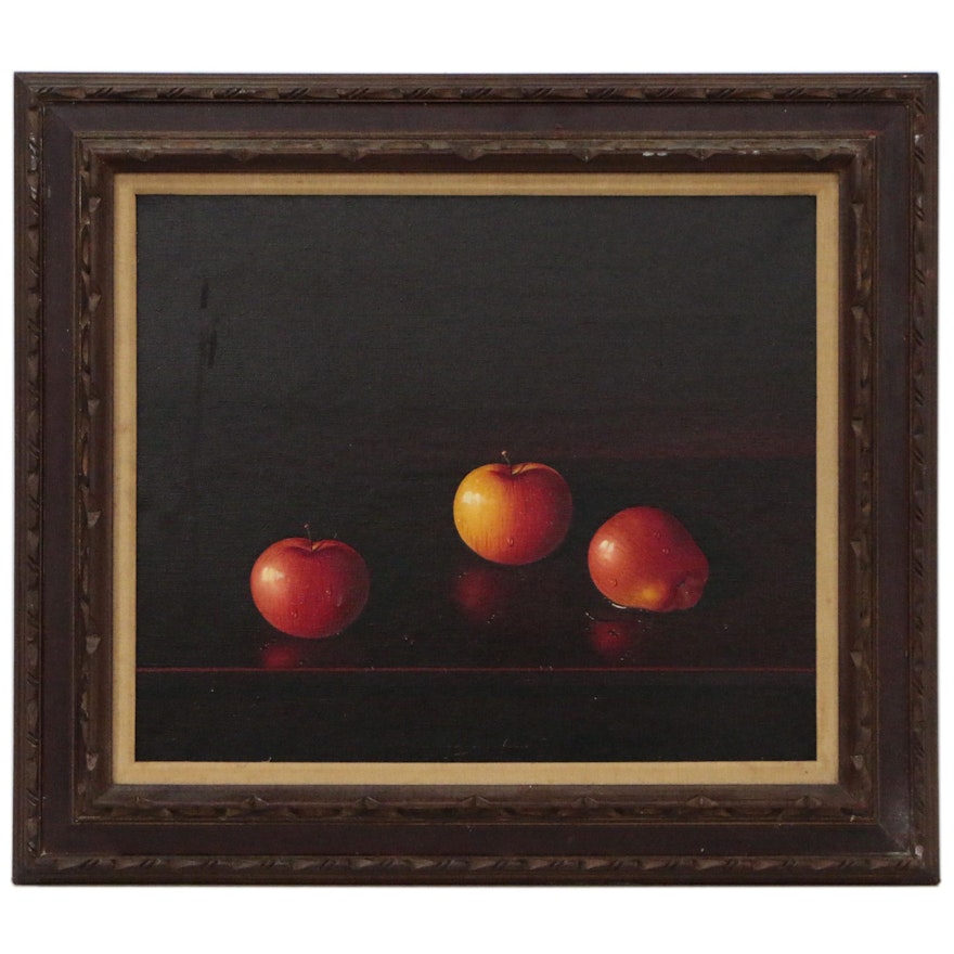 F. Guarnieri Still Life Oil Painting of Apples, Mid 20th Century