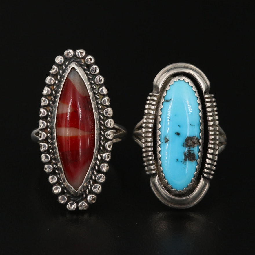 Western Sterling Silver Rings Featuring Turquoise