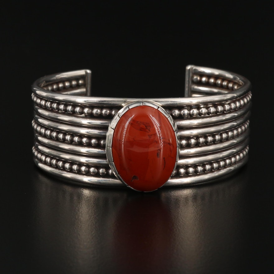 Southwestern Sterling Silver Red Jasper Cuff