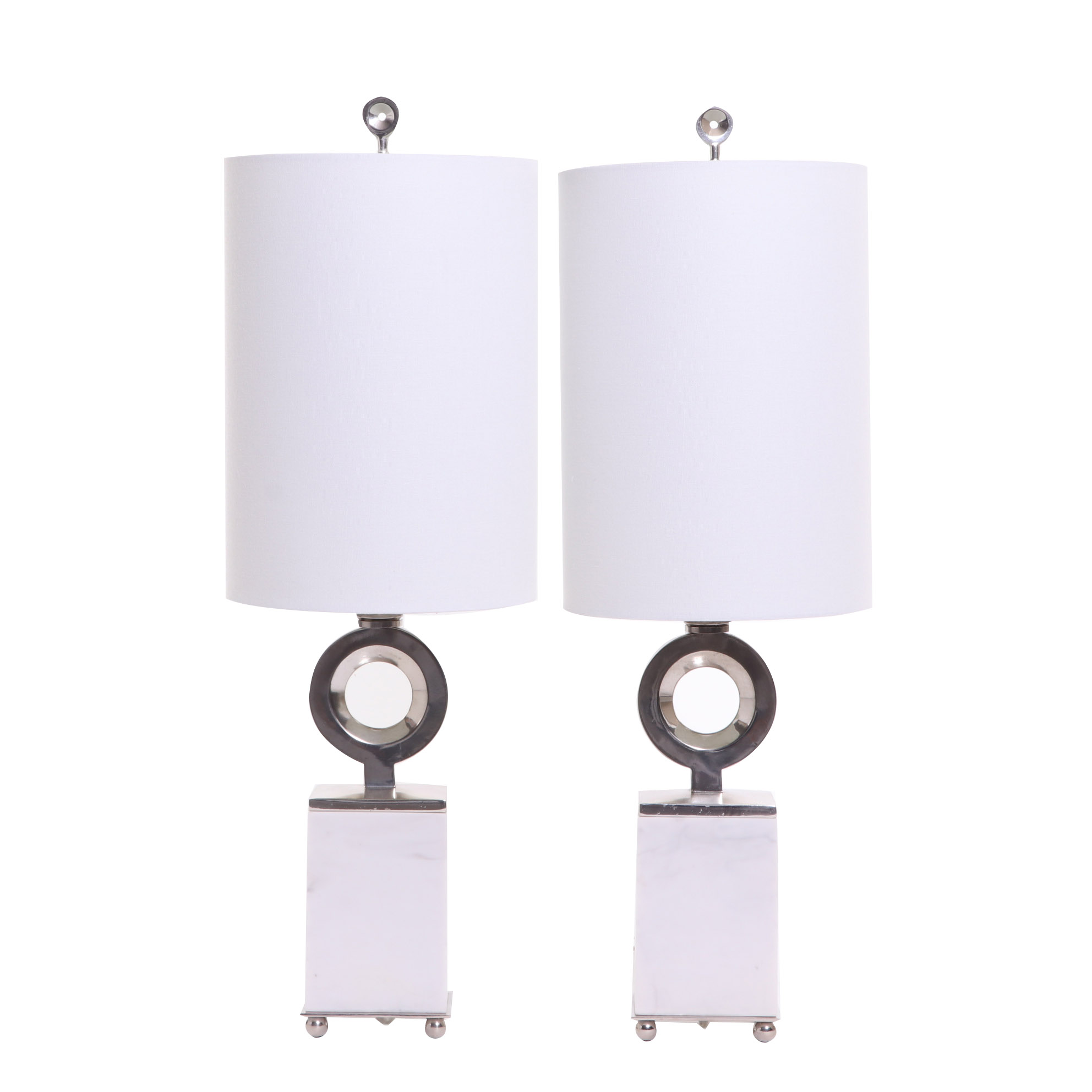 Modern Marbleized Table Lamps with Fabric Shades