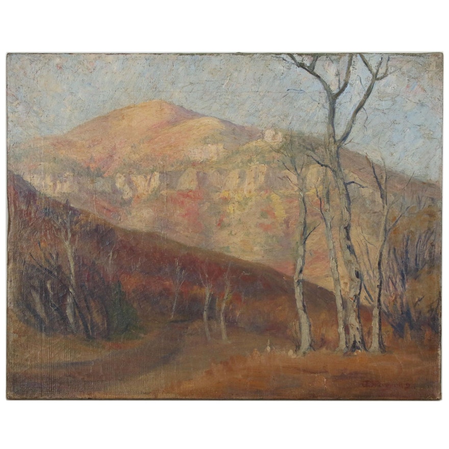 Mountain Landscape Oil Painting, Early 20th Century