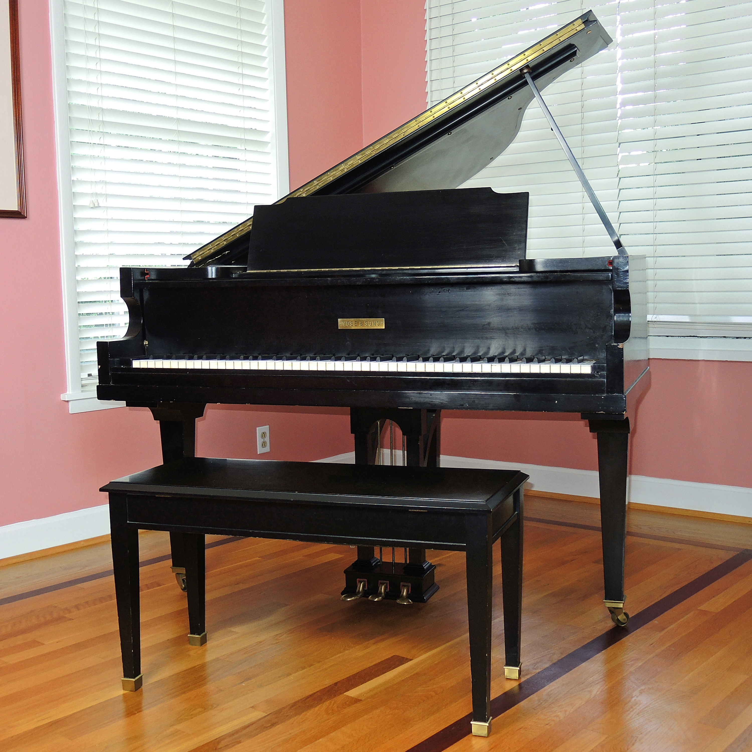 Vose & Sons Baby Grand Piano with Bench, Mid to Late 20th Century