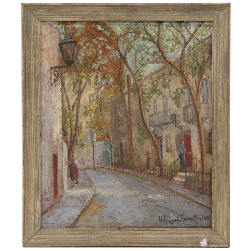 Hildegarde Hamilton Impressionist Style Street Scene, Mid 20th Century