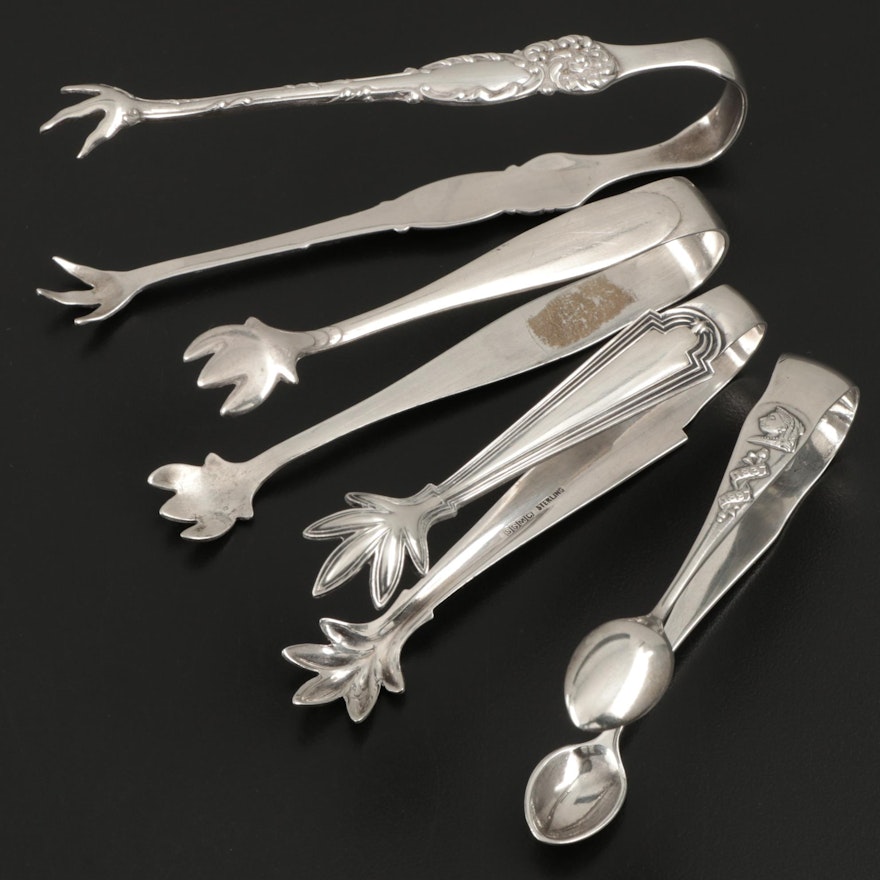 Joseph Gloster Queen Victoria Jubilee and Other Sterling Silver Sugar Tongs