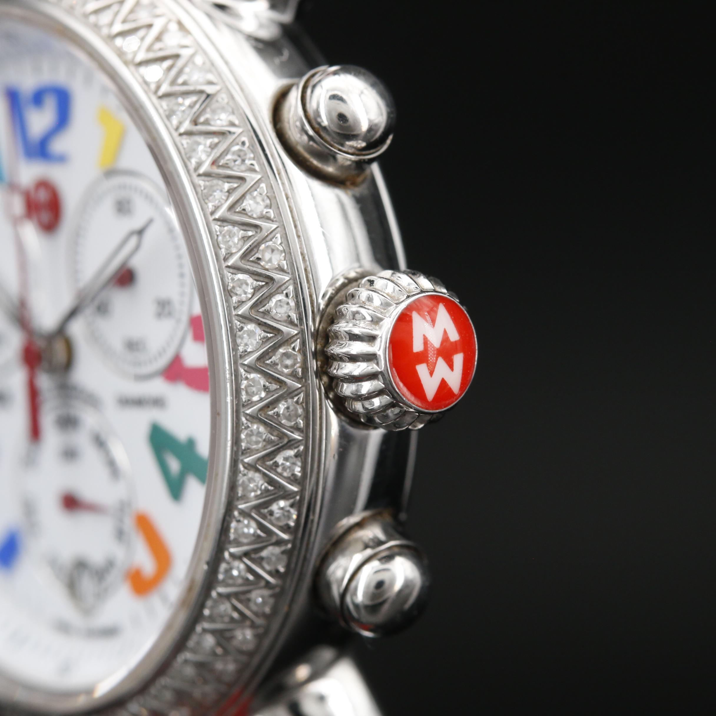 Michele "CSX Carousel" Diamond and Stainless Steel Chronograph Watch