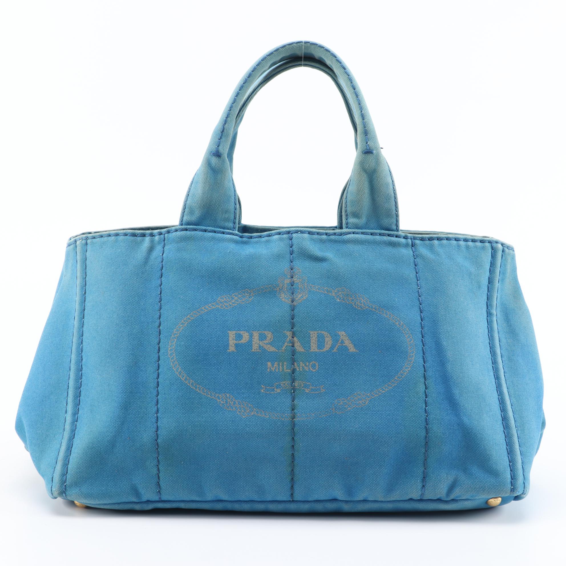 Prada Canapa Canvas Tote Bag in Blue