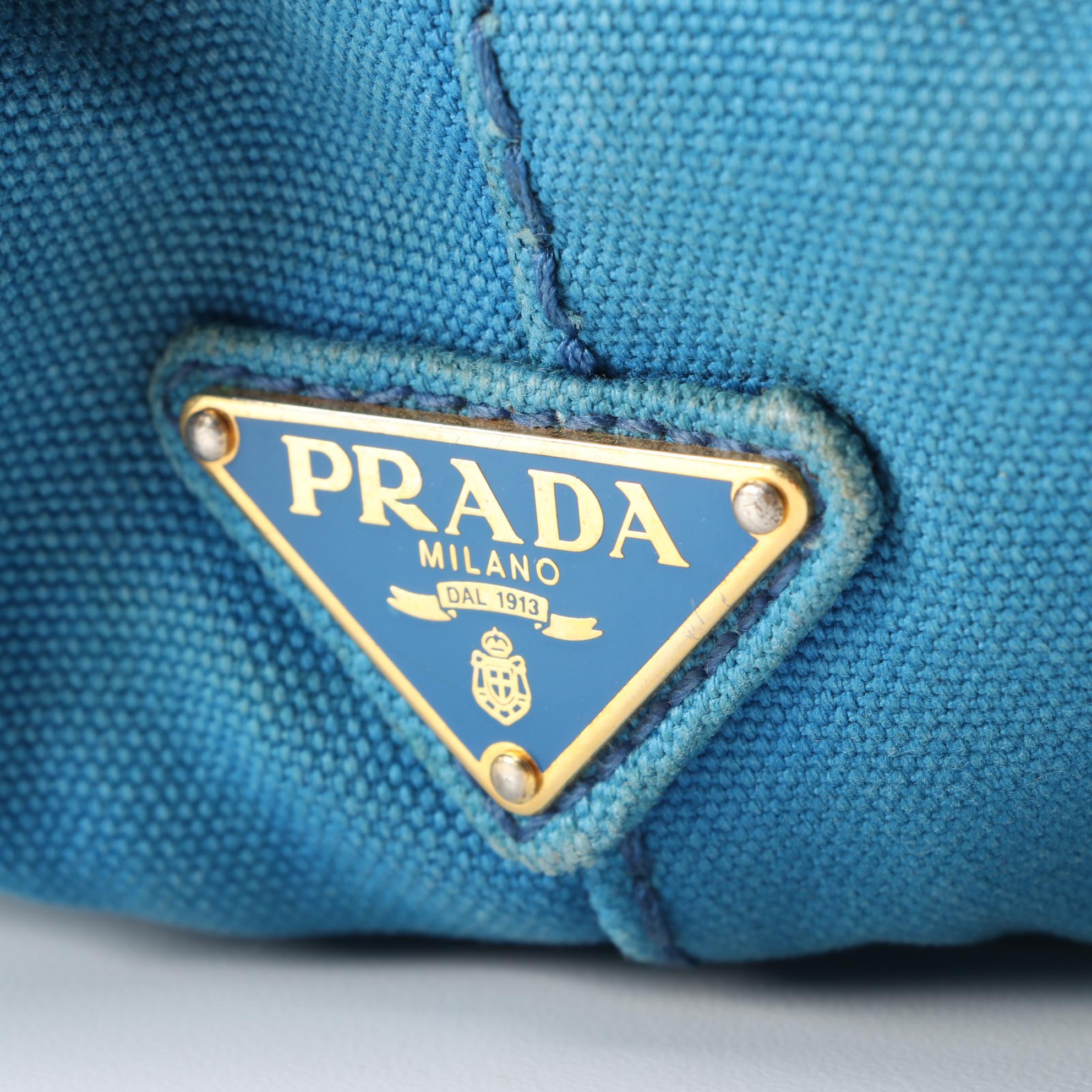 Prada Canapa Canvas Tote Bag in Blue