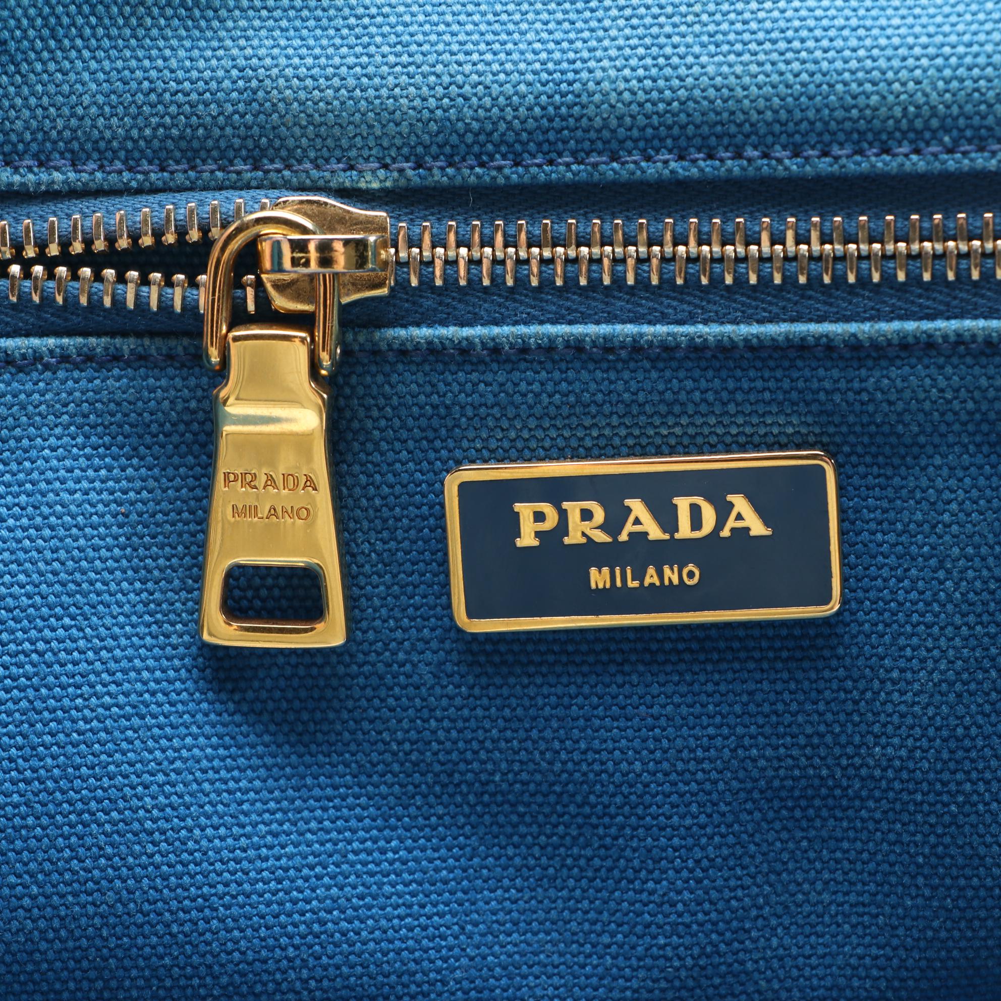 Prada Canapa Canvas Tote Bag in Blue