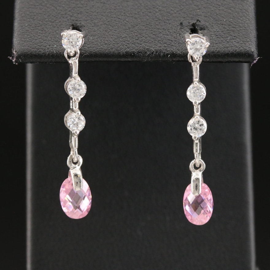 Sterling Silver Cubic Zirconia Dangle Earrings