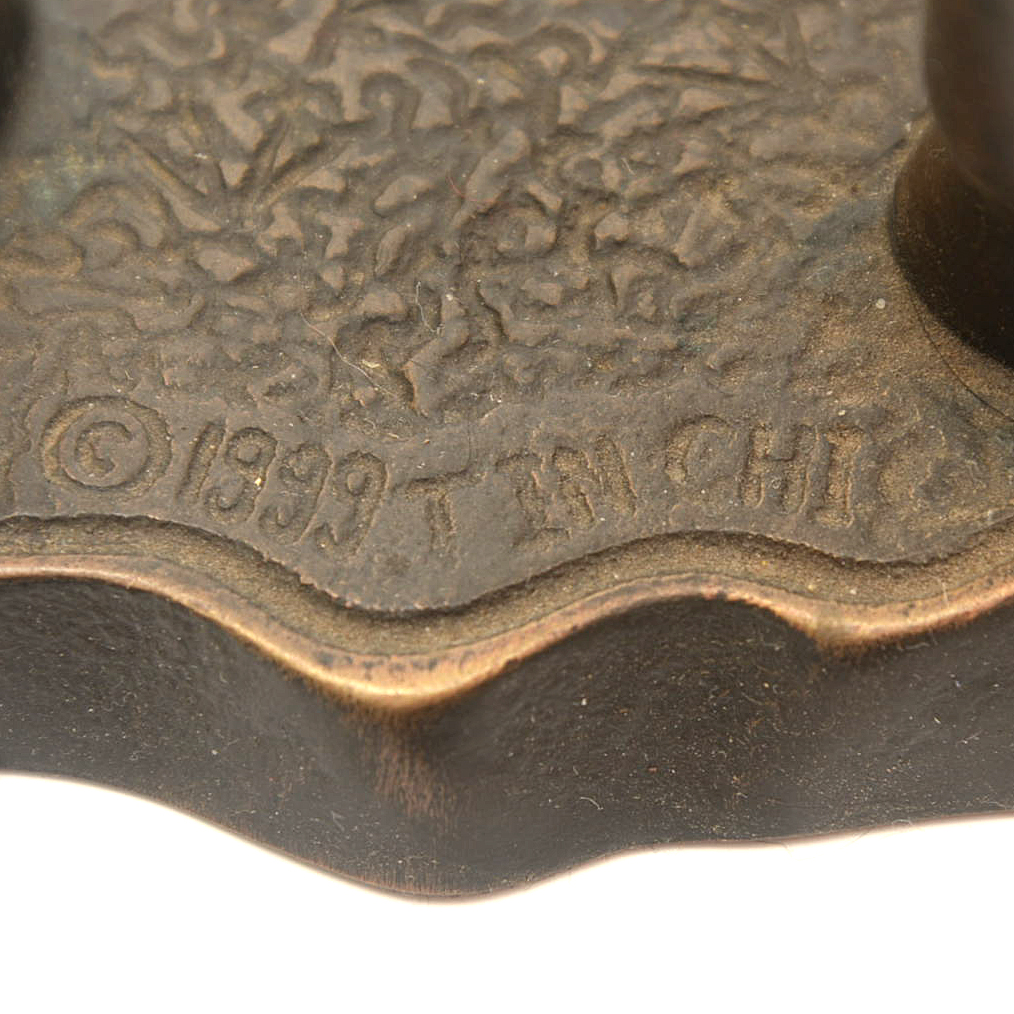 Tin Chi Amber Glass and Bronze Giraffe Lamp, circa 1999